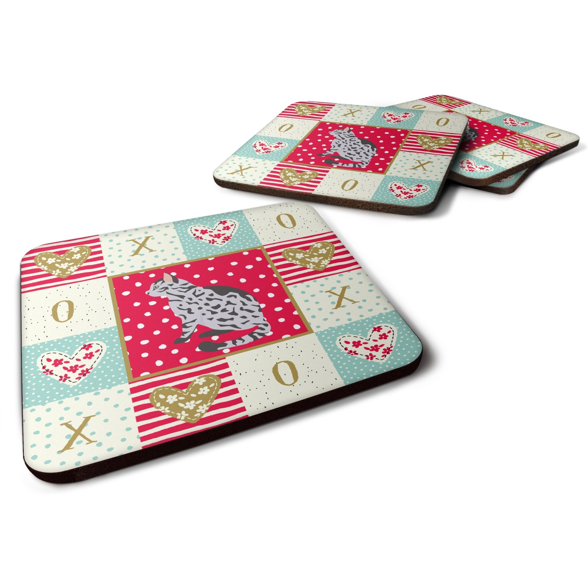 &quotCaroline's Treasures CK5785FC Serengeti Cat Love Foam Set of 4 coasters, Multicolor"