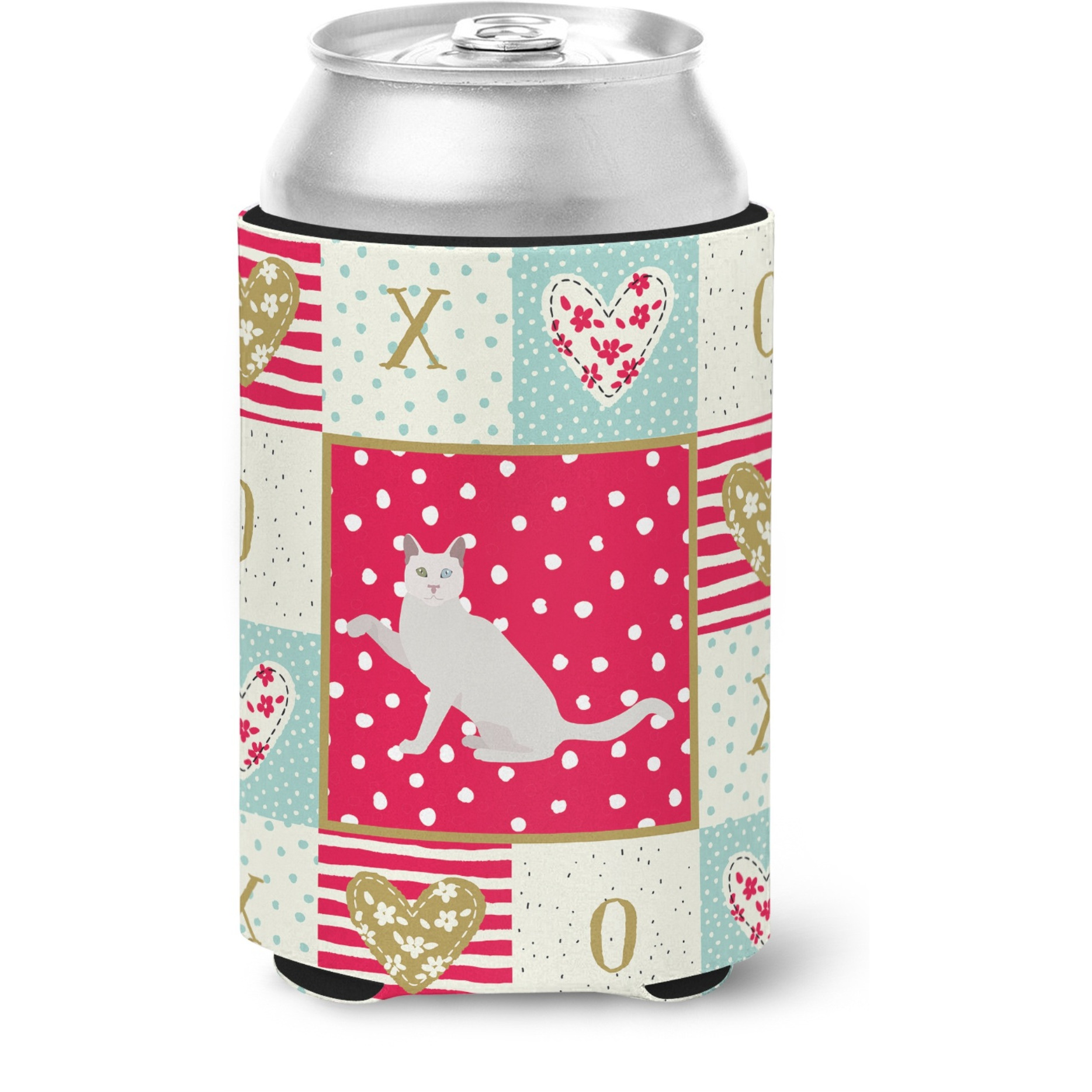 &quotCaroline's Treasures CK5766CC Khao Manee Cat Love Can or Bottle Hugger cold-beverage-koozies, Multicolor"