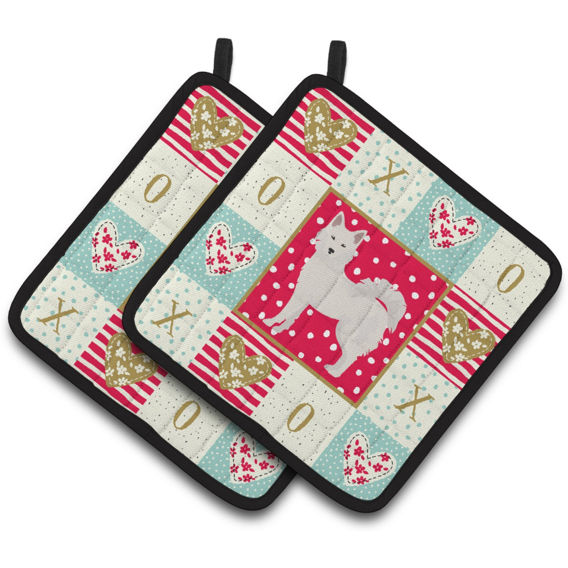 &quotCaroline's Treasures CK5826PTHD Danish Spitz Love Pair of Pot Holders potholders, Multicolor"