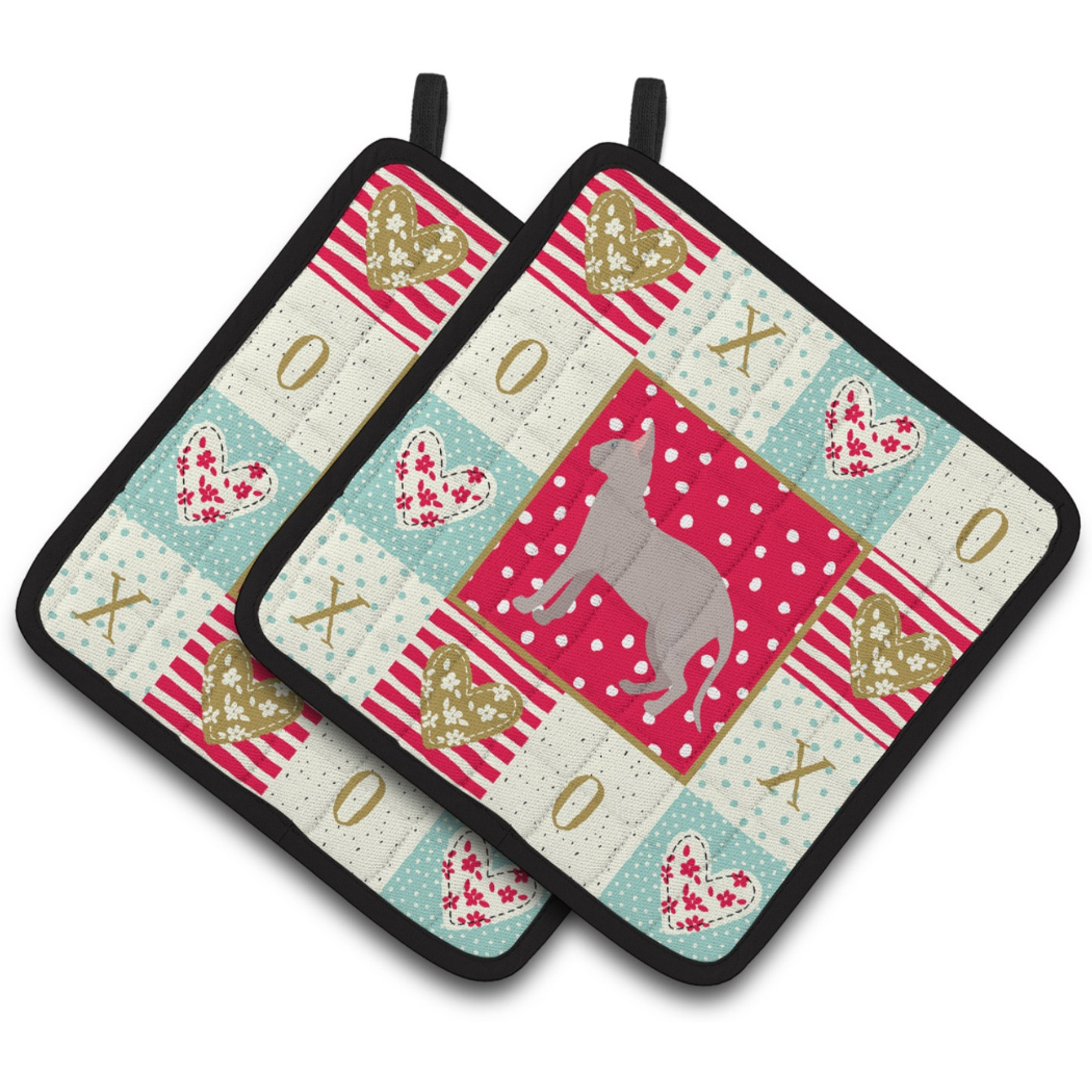 &quotCaroline's Treasures CK5598PTHD Don Sphynx Cat Love Pair of Pot Holders potholders, Multicolor"