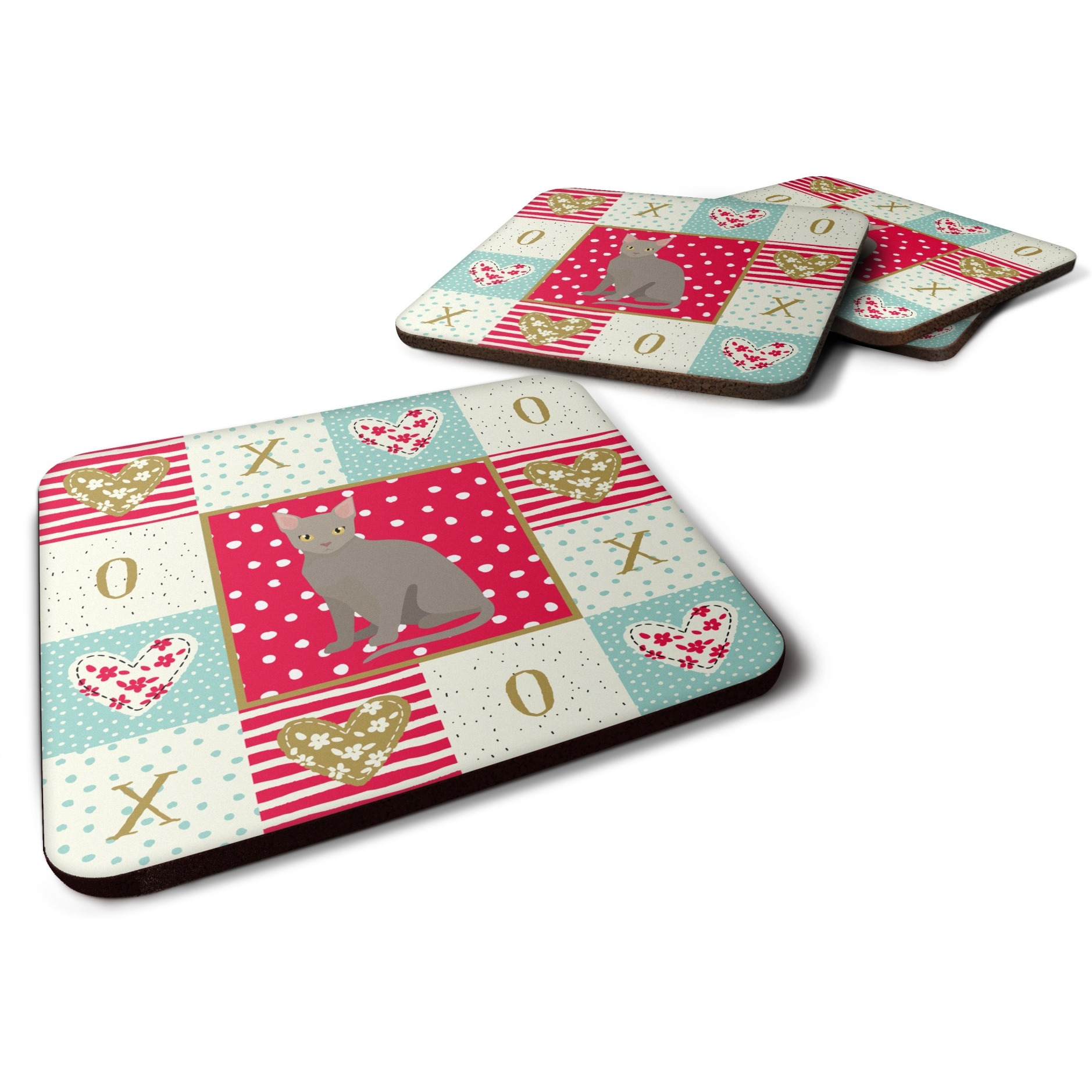 &quotCaroline's Treasures CK5769FC Malayan Cat Love Foam Set of 4 coasters, Multicolor"
