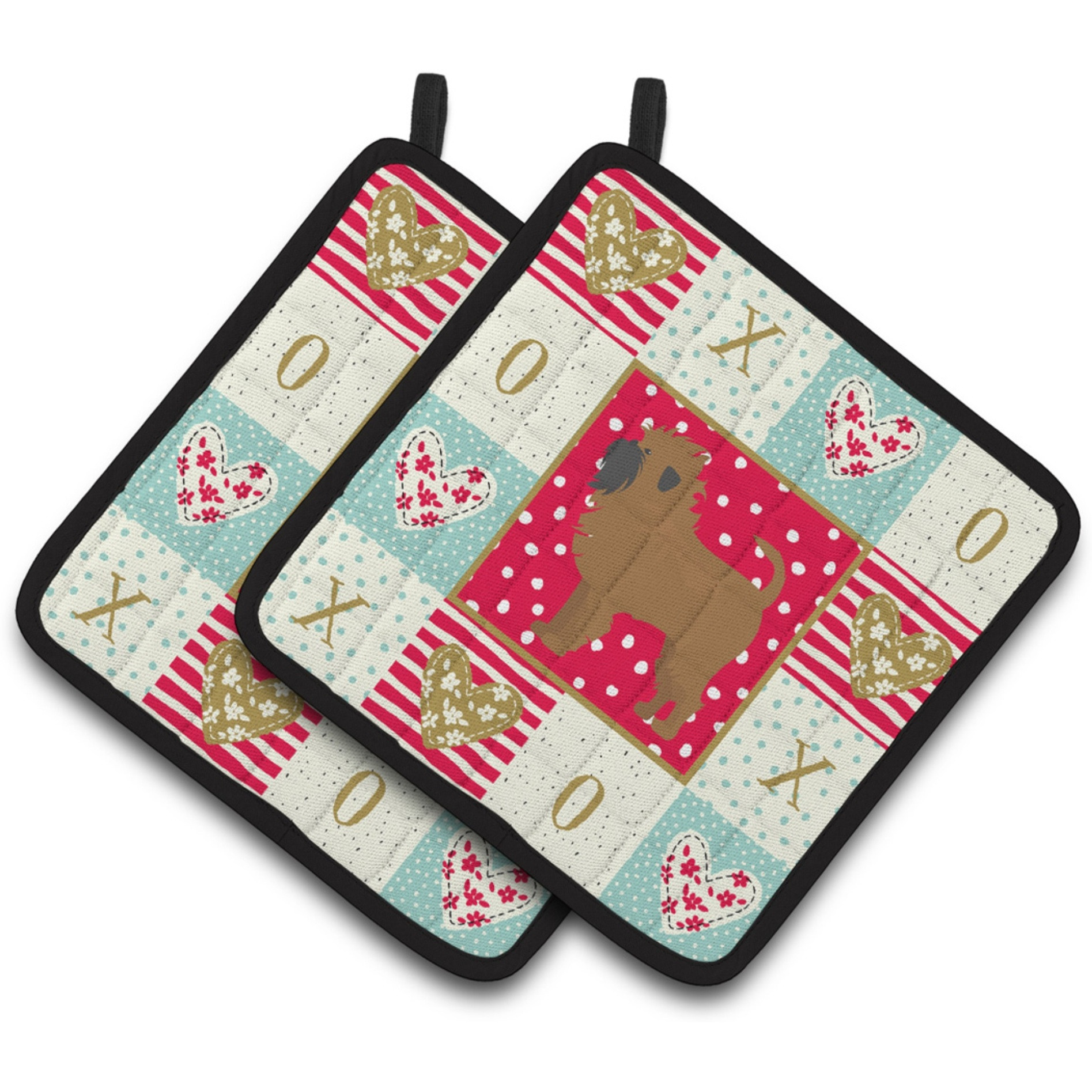 &quotCaroline's Treasures CK5806PTHD Affenpinscher 1 Love Pair of Pot Holders potholders, Multicolor"