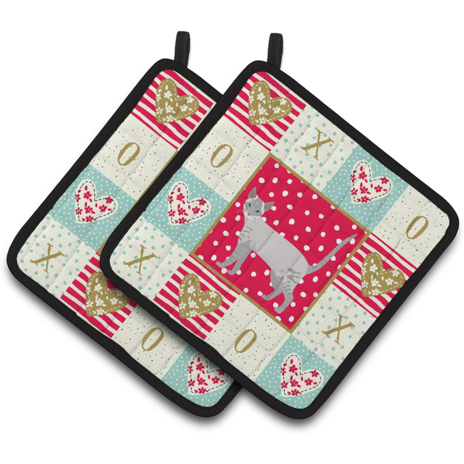 &quotCaroline's Treasures CK5661PTHD Ojos Azules Cat Love Pair of Pot Holders potholders, Multicolor"