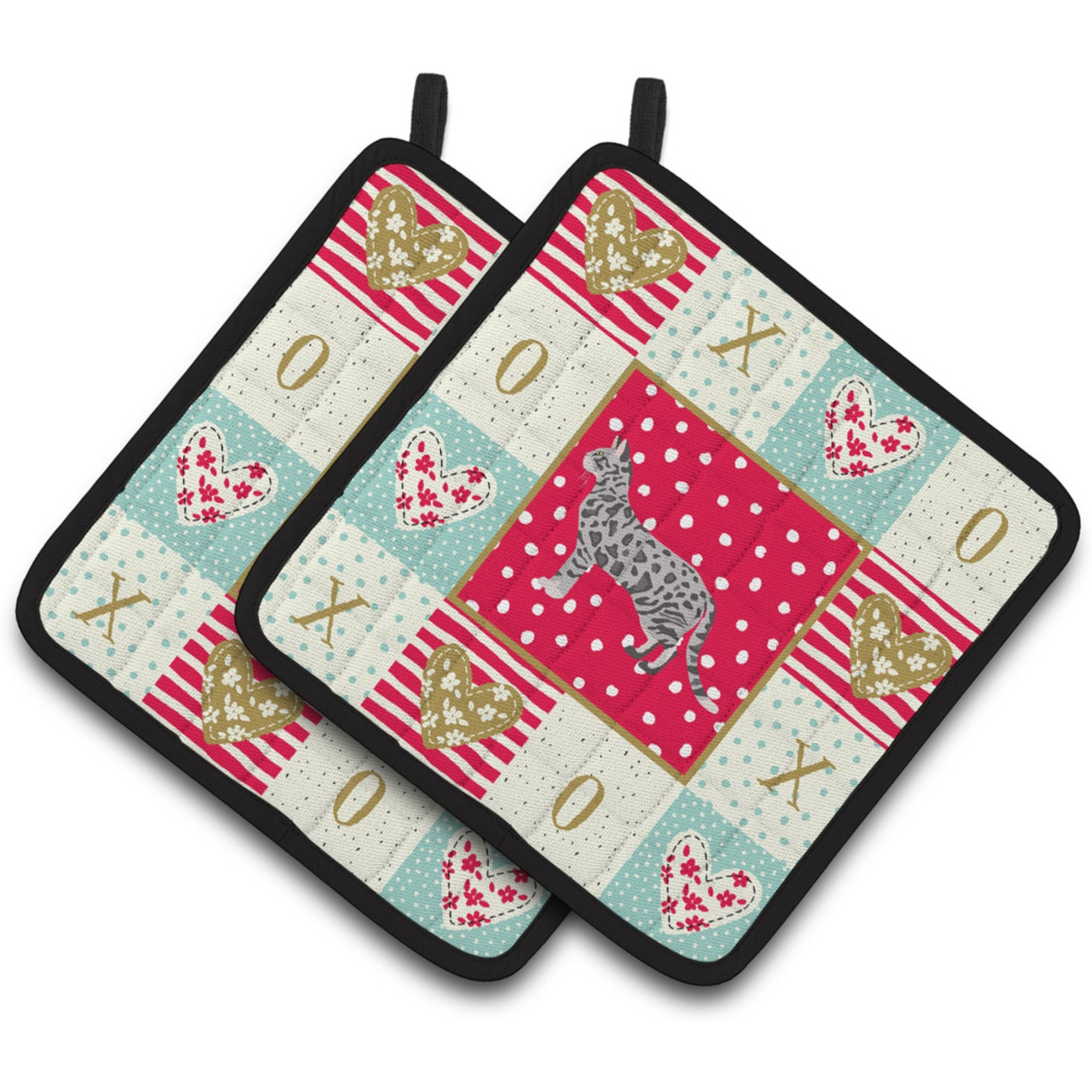 &quotCaroline's Treasures CK5581PTHD Cheetoh 2 Cat Love Pair of Pot Holders potholders, Multicolor"