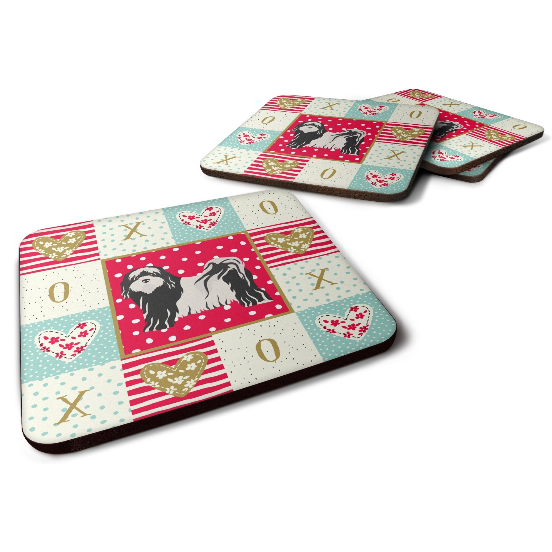 &quotCaroline's Treasures CK5898FC Tibetan Terrier Love Foam Set of 4 coasters, Multicolor"