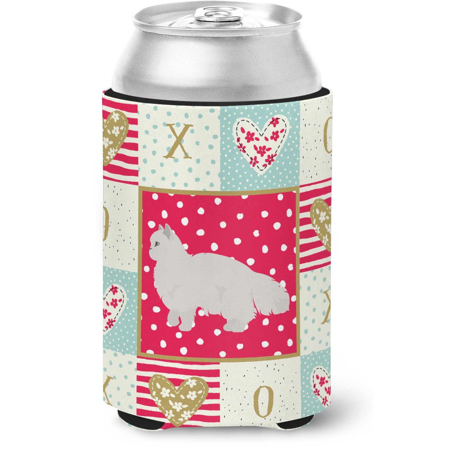 &quotCaroline's Treasures CK5675CC White Persian Traditional Cat Love Can or Bottle Hugger cold-beverage-koozies, Multicolor"