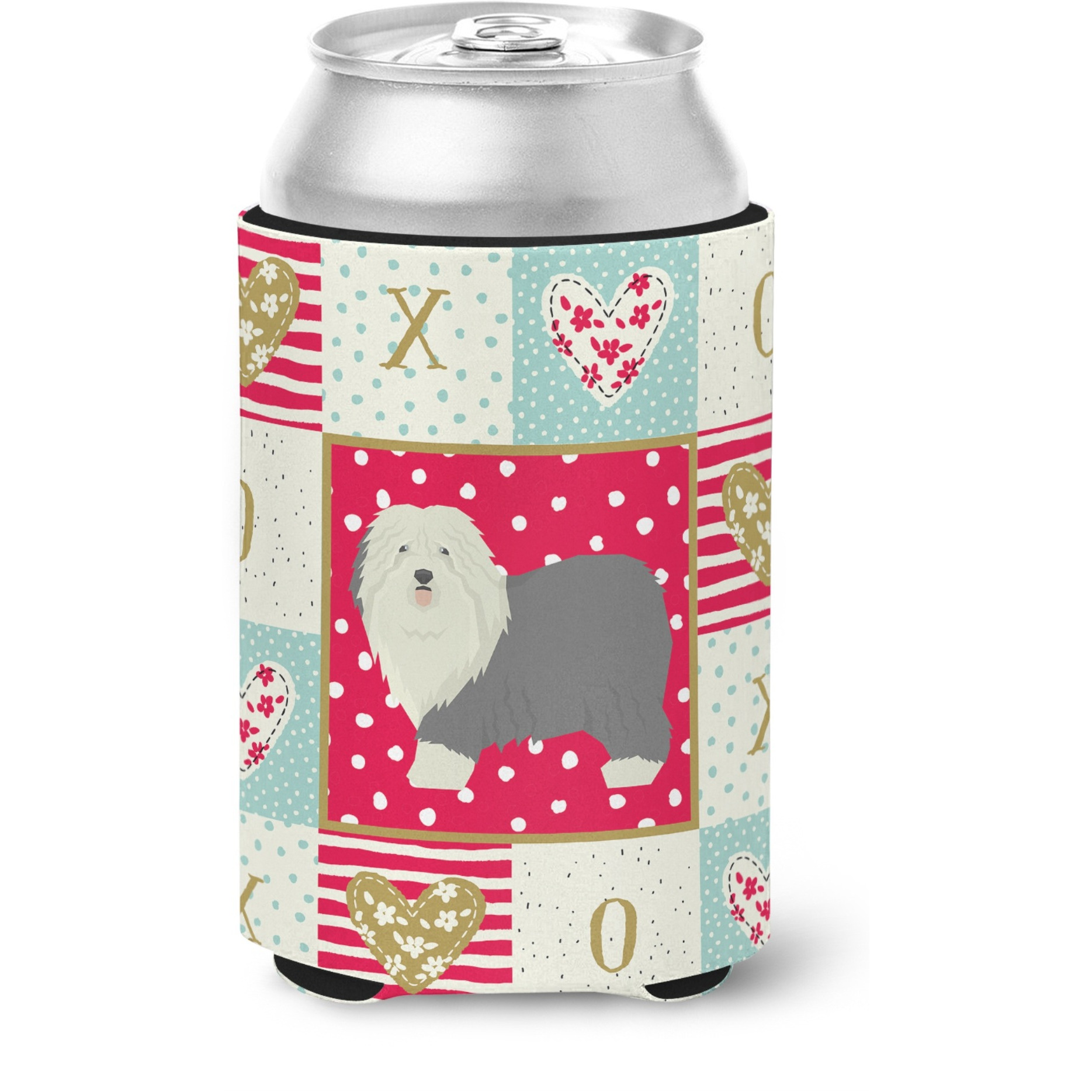 &quotCaroline's Treasures CK5942CC Old English Sheepdog Love Can or Bottle Hugger cold-beverage-koozies, Multicolor"