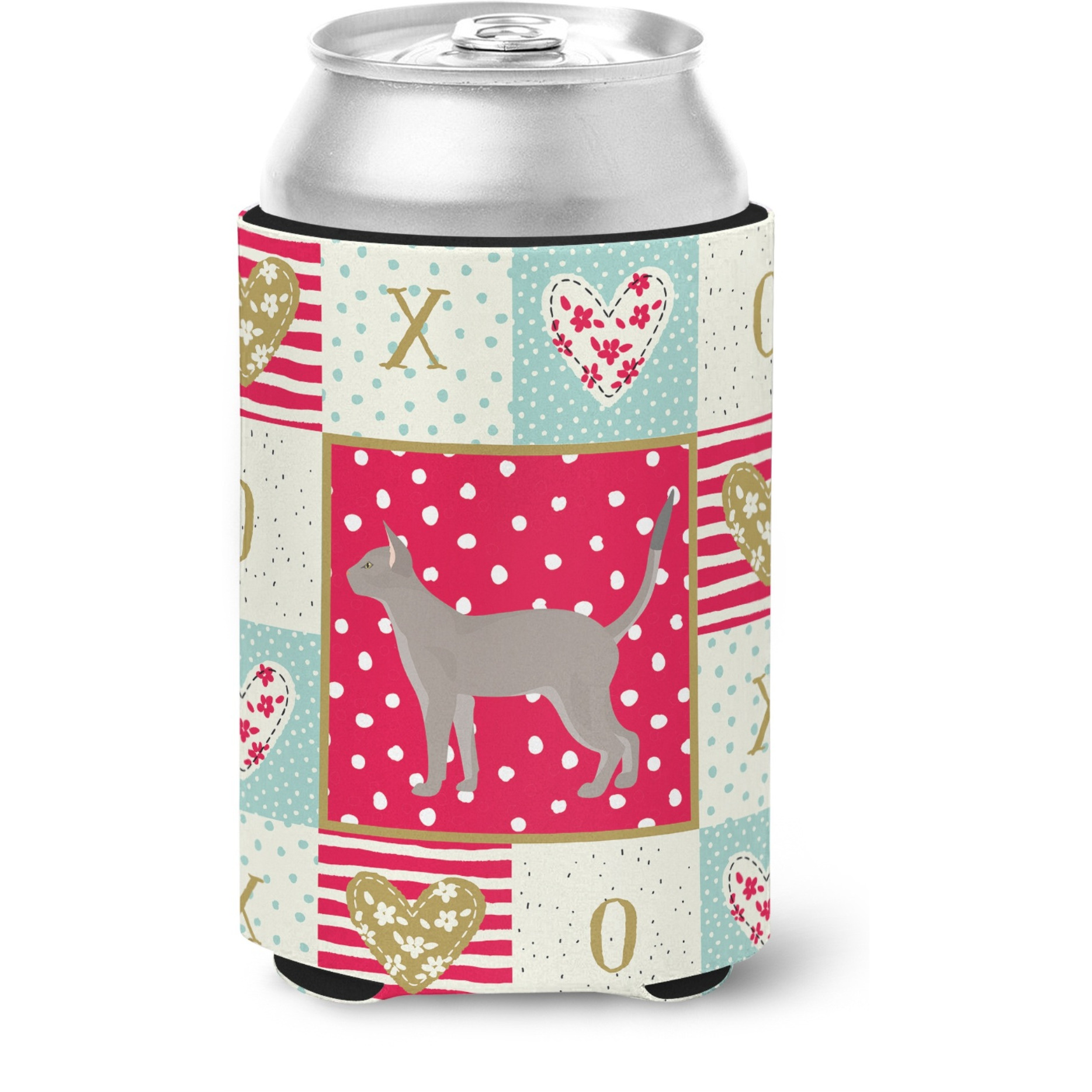 &quotCaroline's Treasures CK5541CC Blue Abyssinian Cat Love Can or Bottle Hugger cold-beverage-koozies, Multicolor"