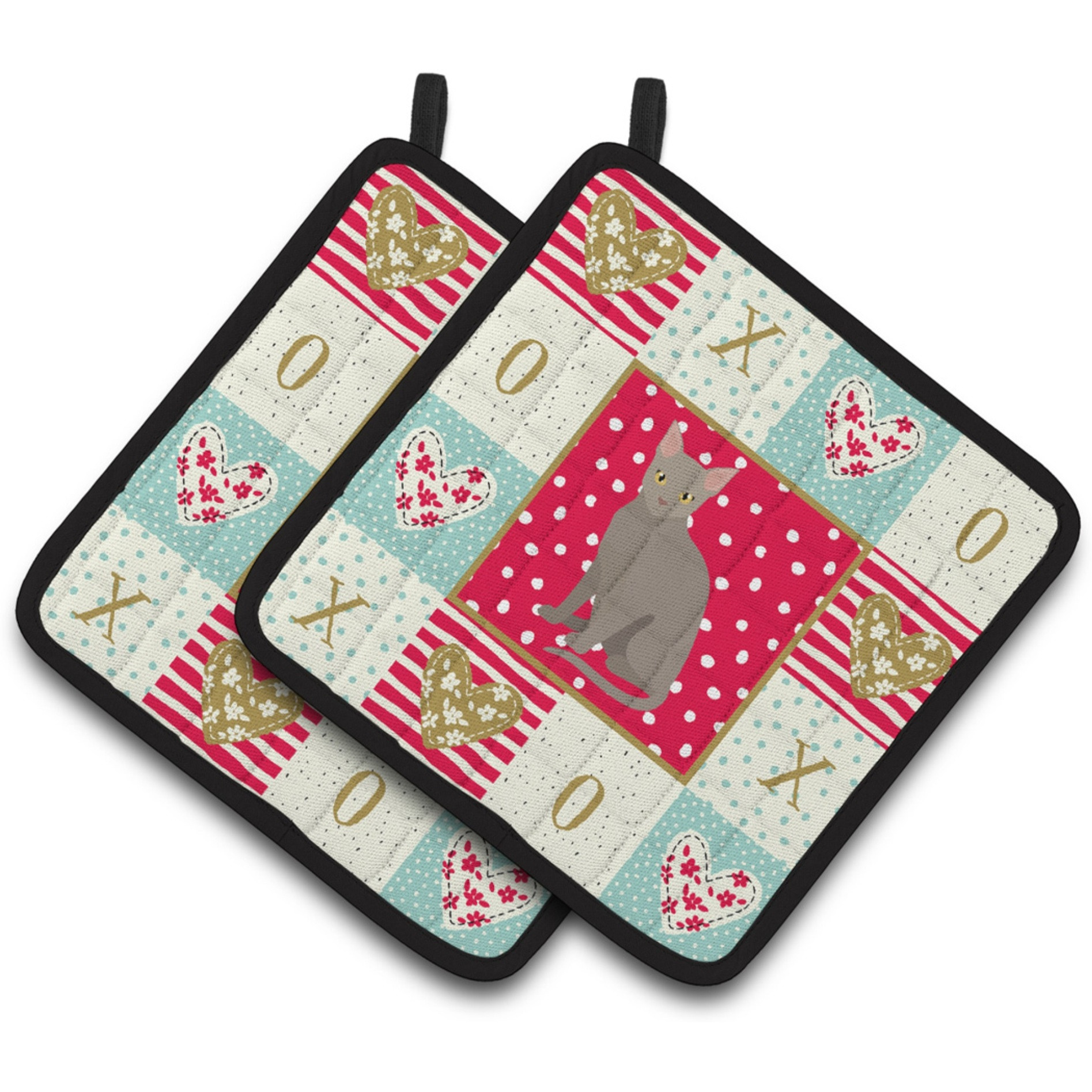 &quotCaroline's Treasures CK5769PTHD Malayan Cat Love Pair of Pot Holders potholders, Multicolor"