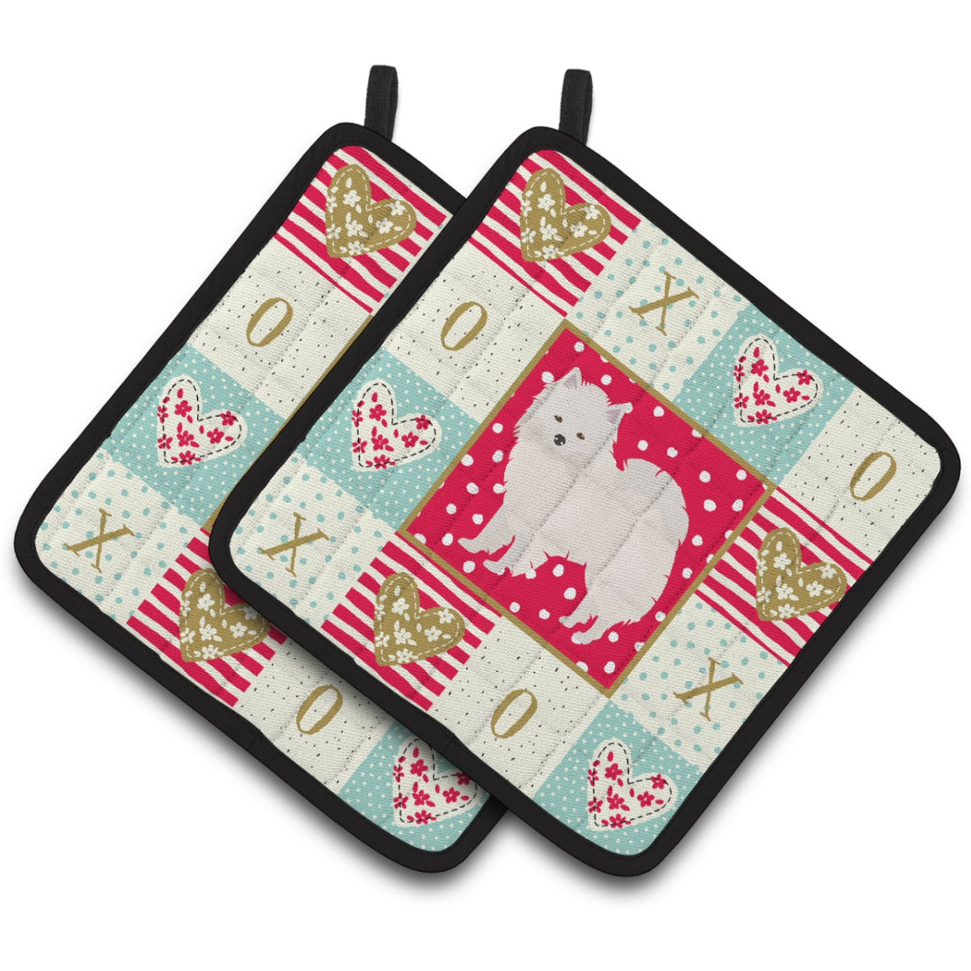 &quotCaroline's Treasures CK5808PTHD American Eskimo Love Pair of Pot Holders potholders, Multicolor"