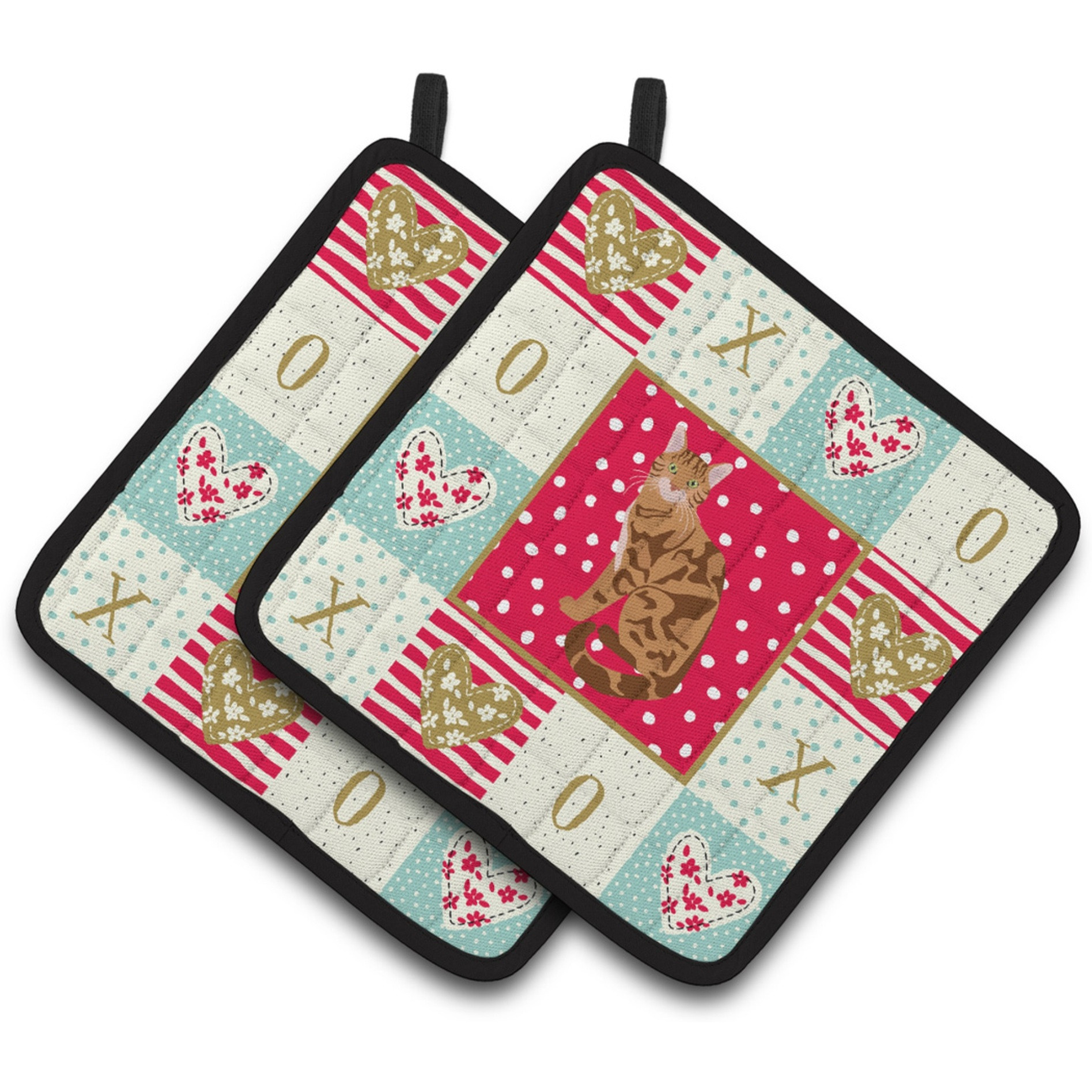 &quotCaroline's Treasures CK5741PTHD Bengal Cat Love Pair of Pot Holders potholders, Multicolor"