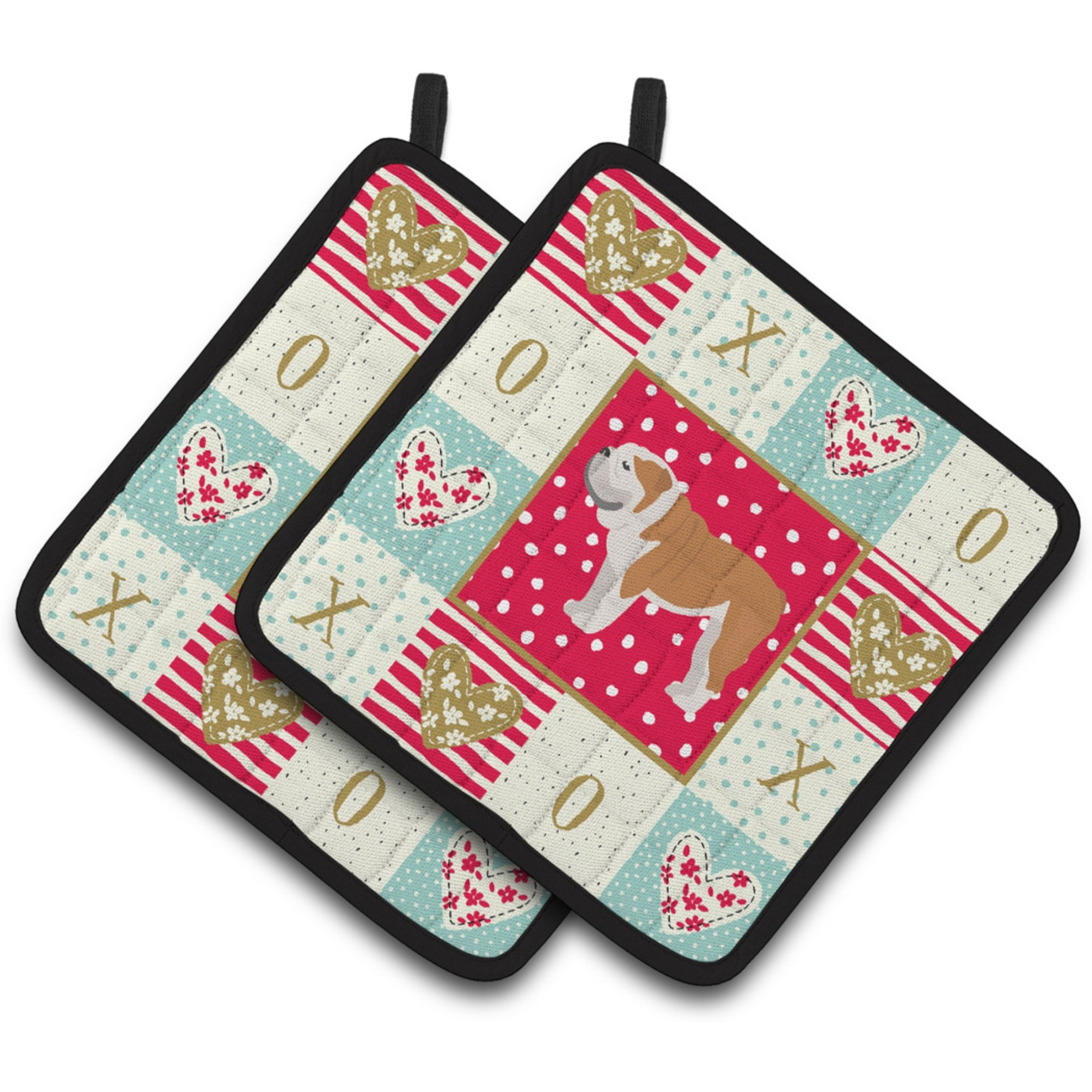 &quotCaroline's Treasures CK5830PTHD English Bulldog 1 Love Pair of Pot Holders potholders, Multicolor"