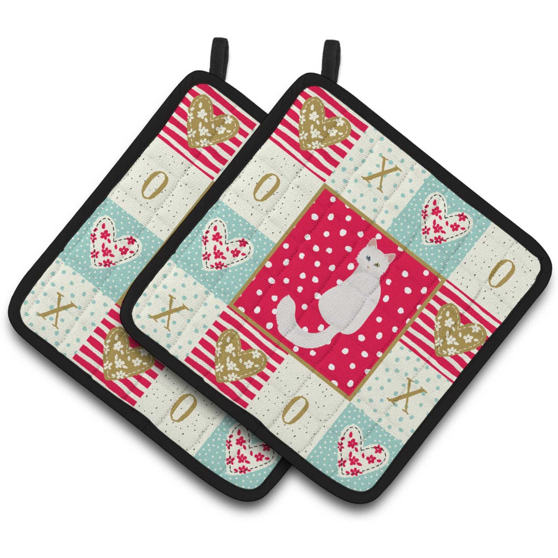 &quotCaroline's Treasures CK5801PTHD Turkish Angora Cat Love Pair of Pot Holders potholders, Multicolor"