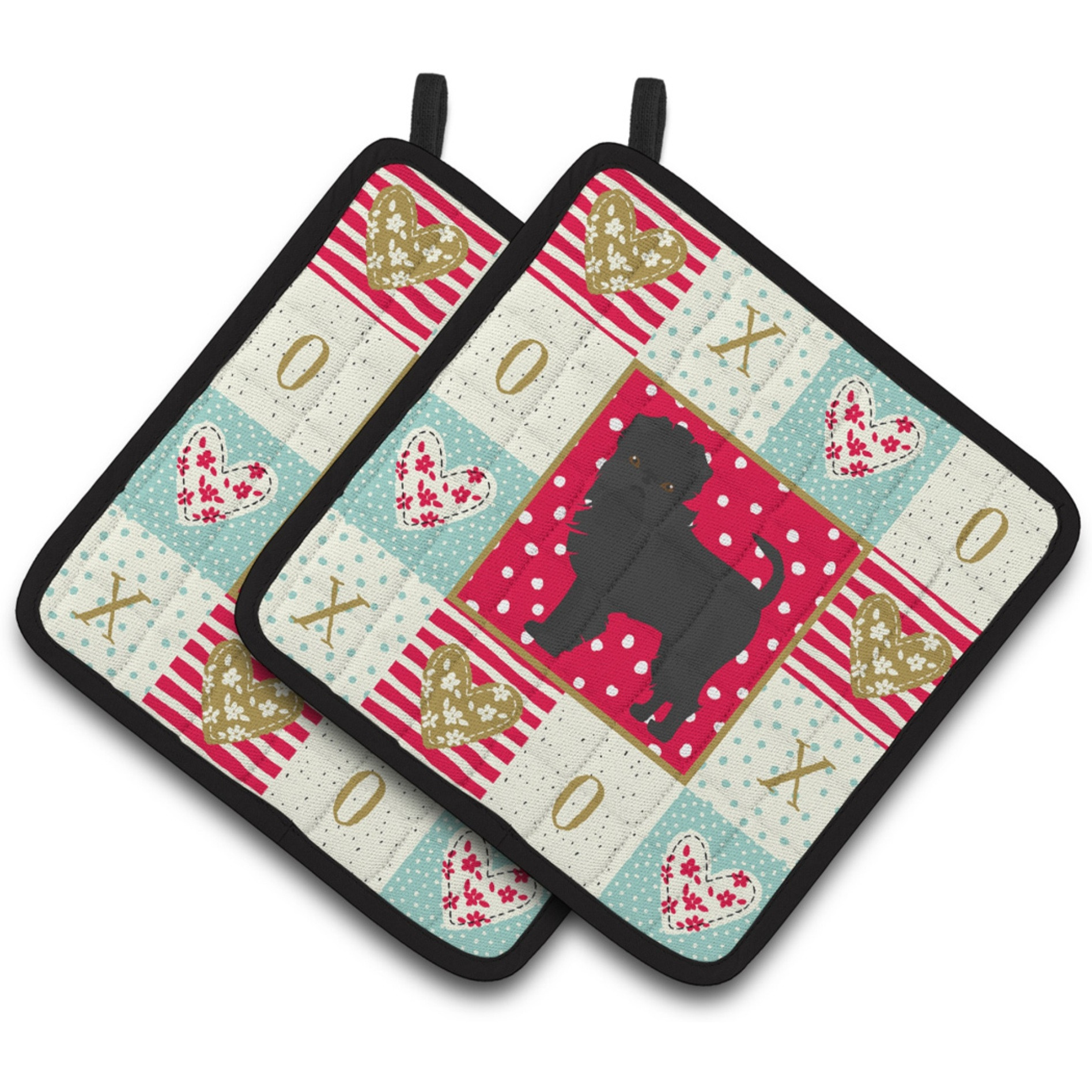 &quotCaroline's Treasures CK5807PTHD Affenpinscher 2 Love Pair of Pot Holders potholders, Multicolor"