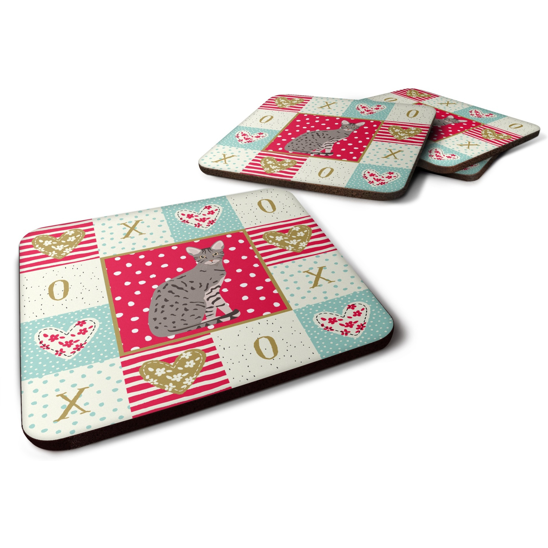 &quotCaroline's Treasures CK5773FC Ocicat Cat Love Foam Set of 4 coasters, Multicolor"