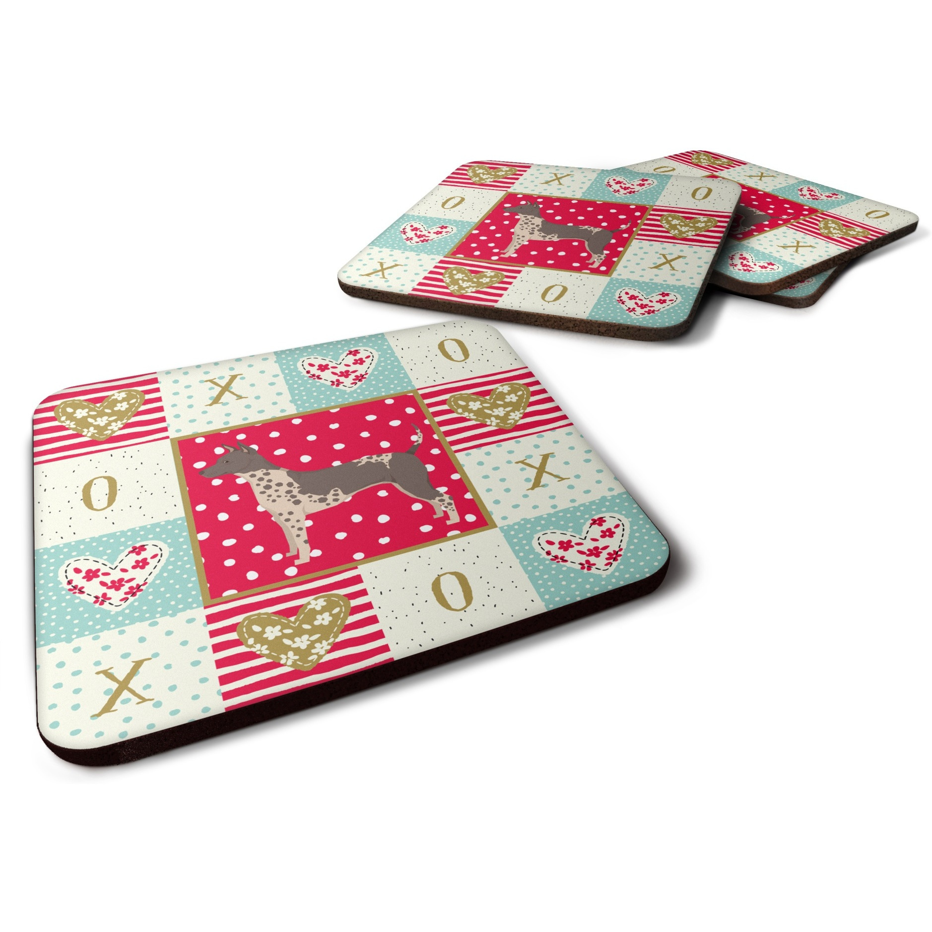 &quotCaroline's Treasures CK5904FC American Hairless Terrier Love Foam Set of 4 coasters, Multicolor"
