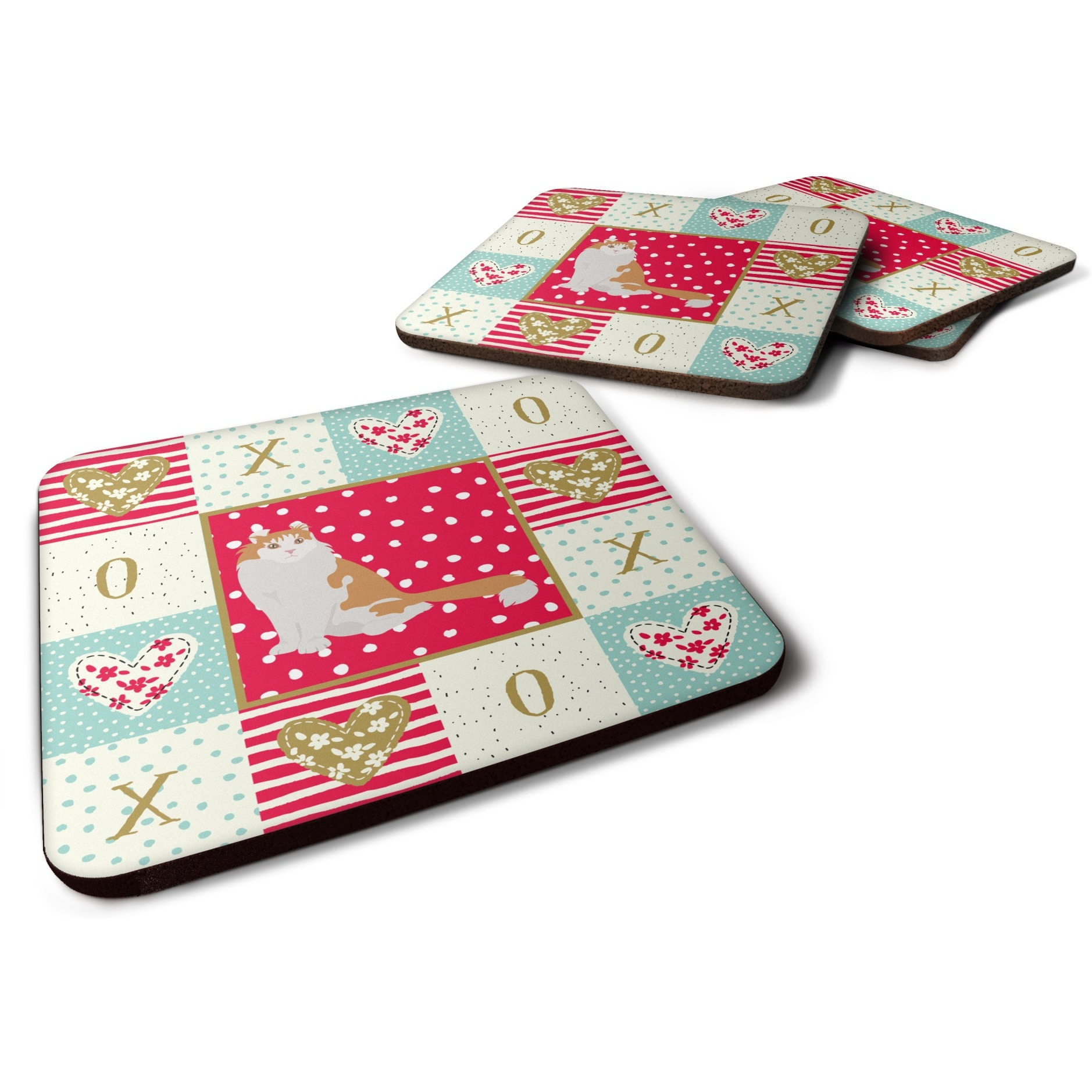 &quotCaroline's Treasures CK5735FC American Curl Cat Love Foam Set of 4 coasters, Multicolor"