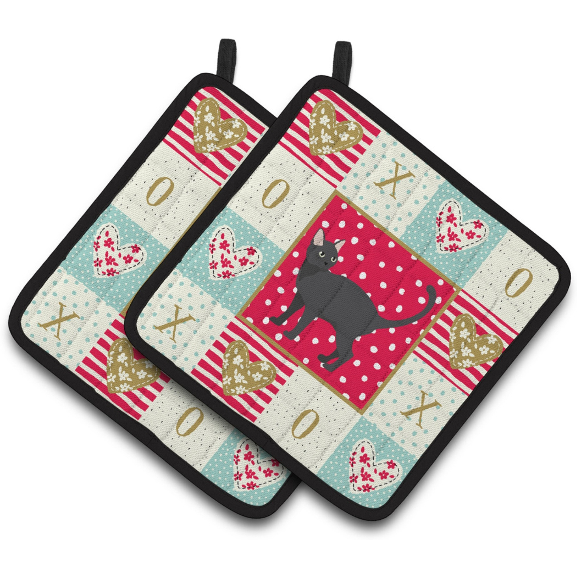 &quotCaroline's Treasures CK5645PTHD Malayan 2 Cat Love Pair of Pot Holders potholders, Multicolor"