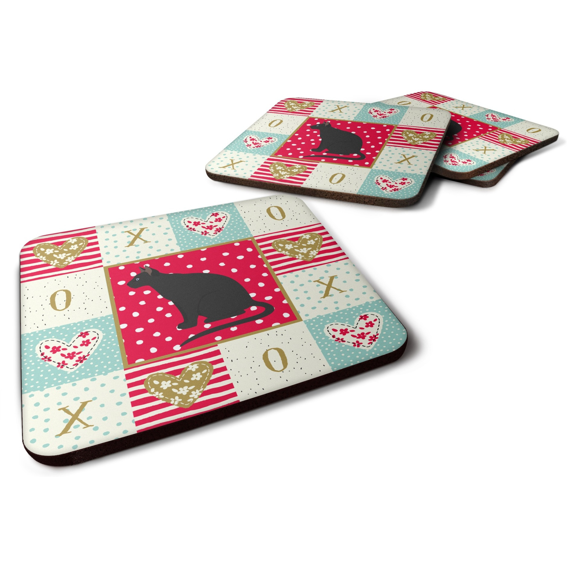 &quotCaroline's Treasures CK5775FC Ojos Azules Cat Love Foam Set of 4 coasters, Multicolor"