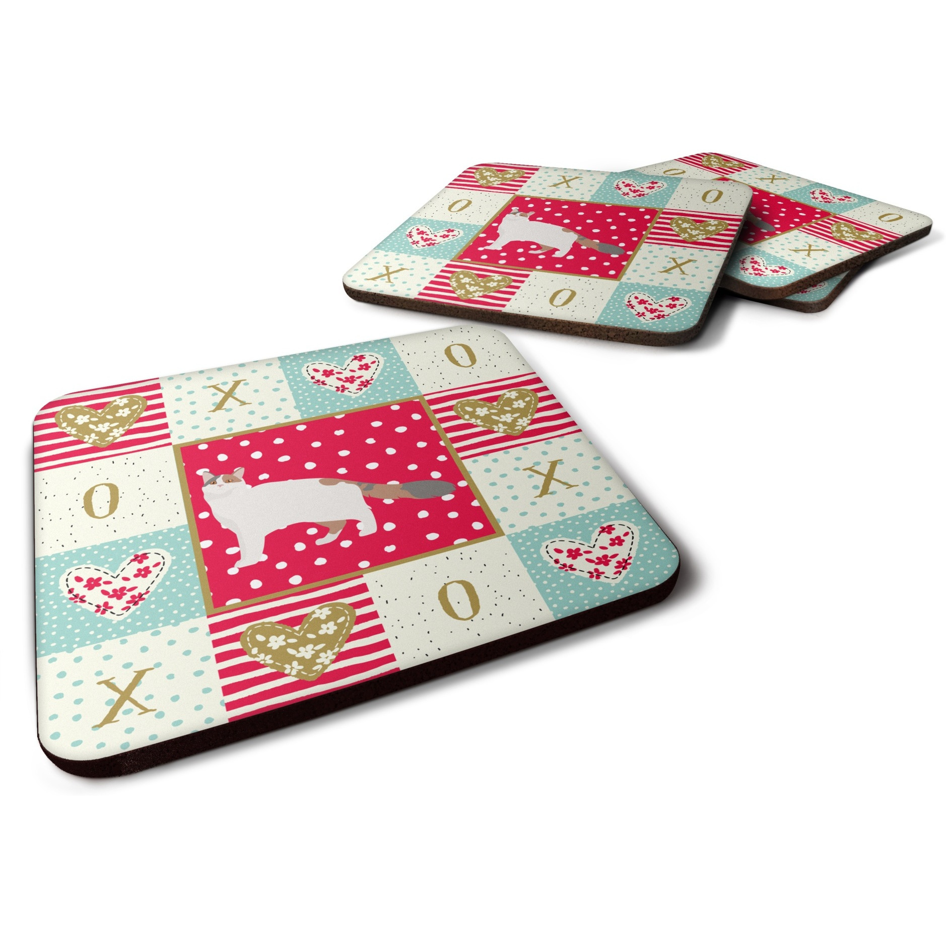 &quotCaroline's Treasures CK5728FC Turkish Van 2 Cat Love Foam Set of 4 coasters, Multicolor"