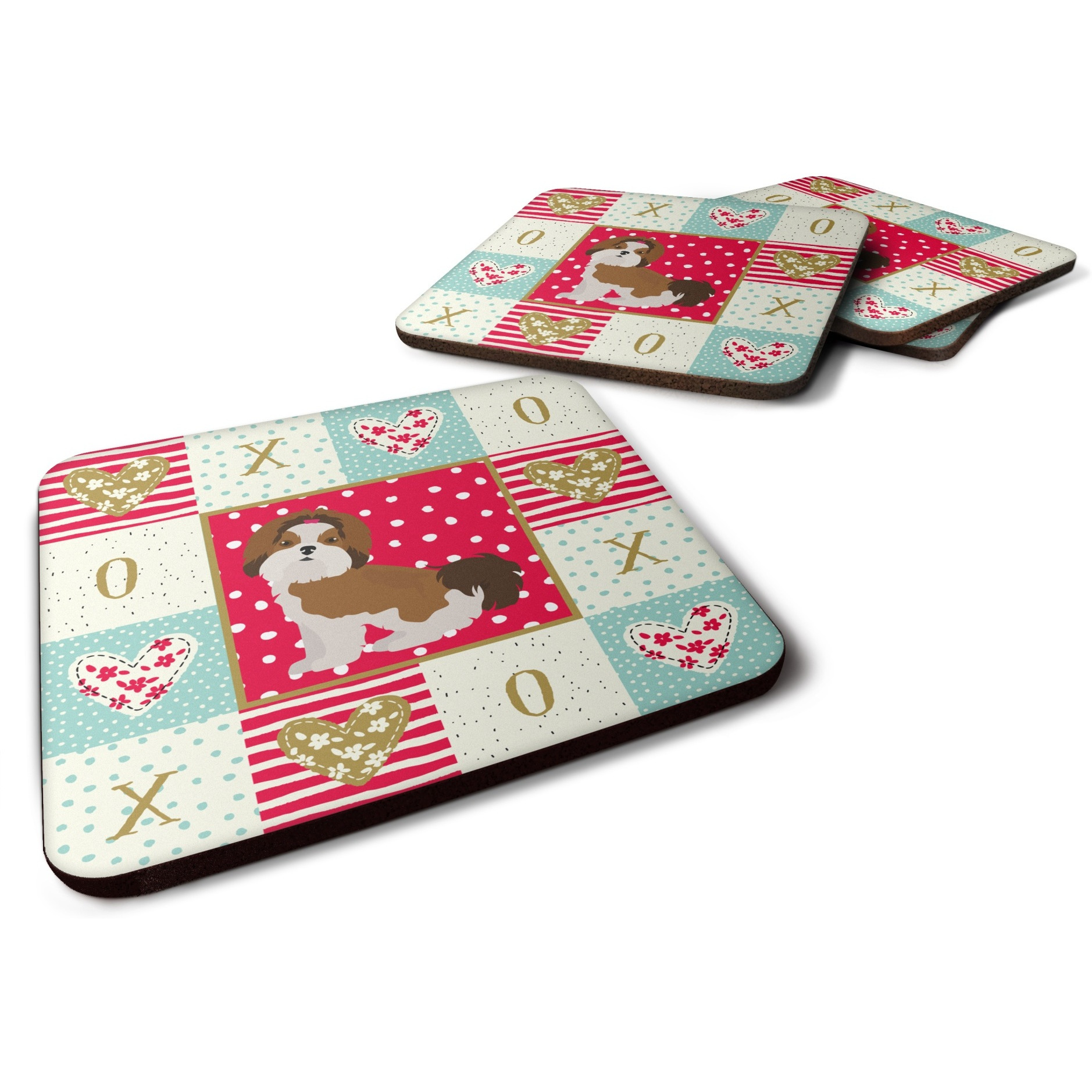 &quotCaroline's Treasures CK5844FC Imperial Shih Tzu Puppy Cut Love Foam Set of 4 coasters, Multicolor"