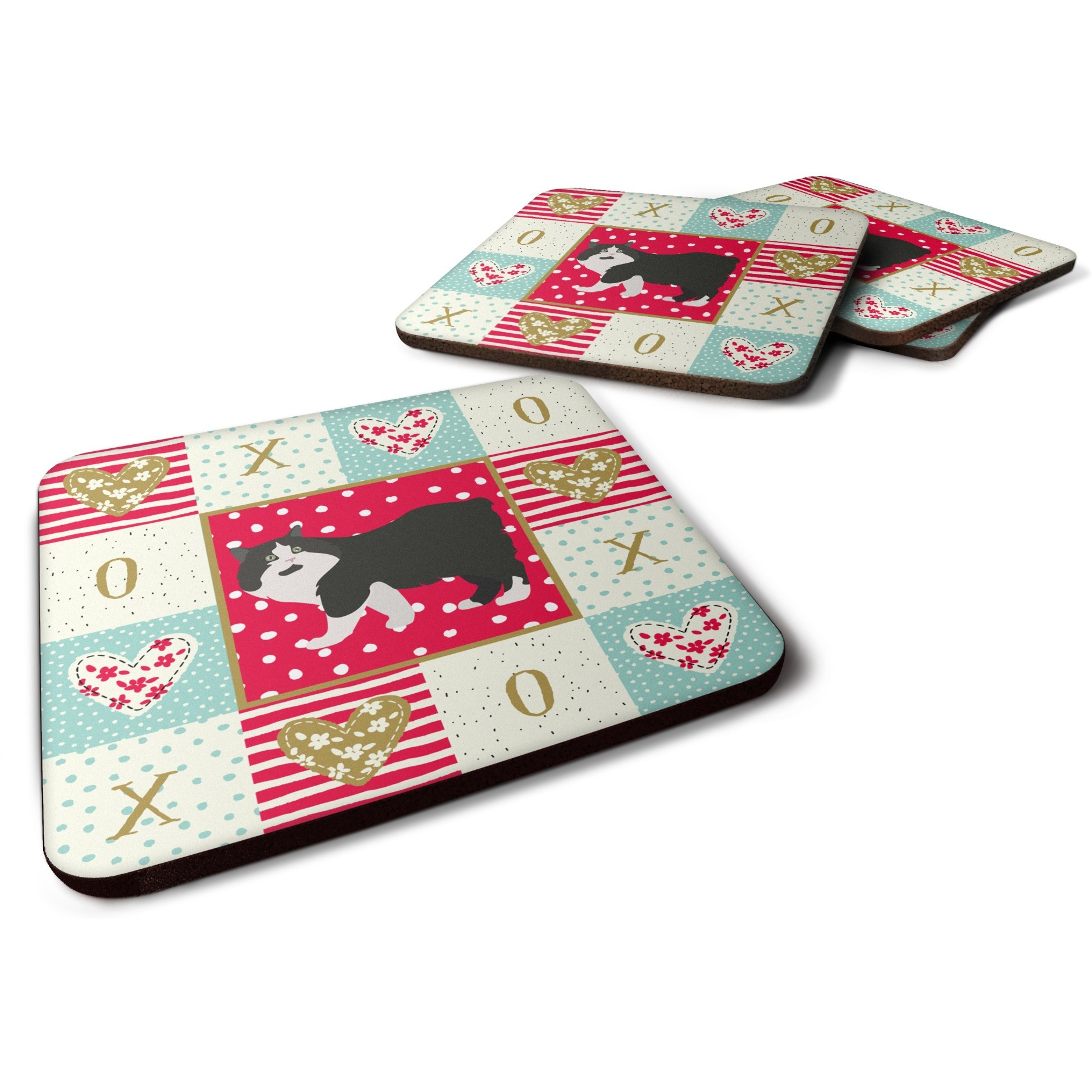 &quotCaroline's Treasures CK5593FC Cymric Cat Love Foam Set of 4 coasters, Multicolor"