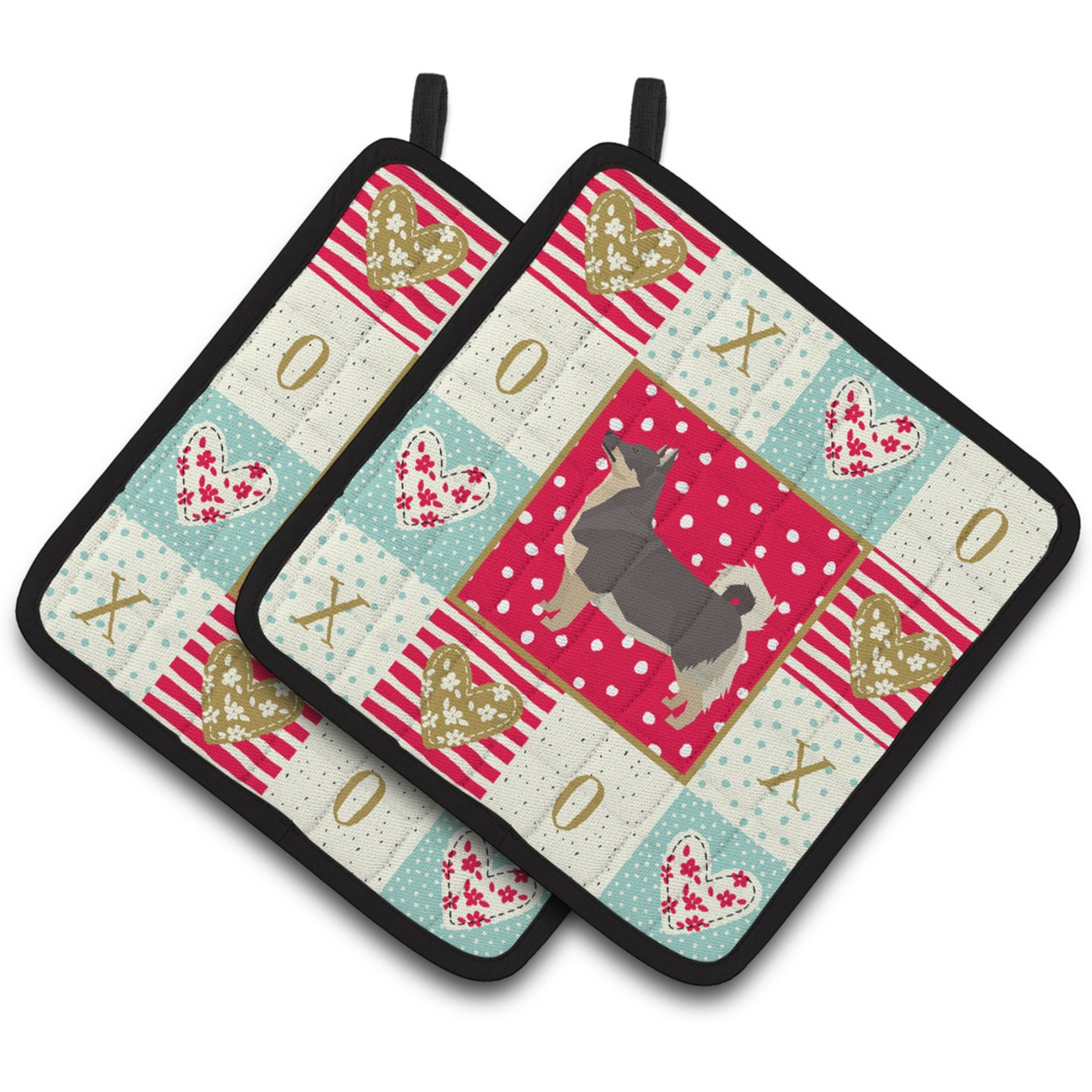 &quotCaroline's Treasures CK5956PTHD Swedish Vallhund Love Pair of Pot Holders potholders, Multicolor"