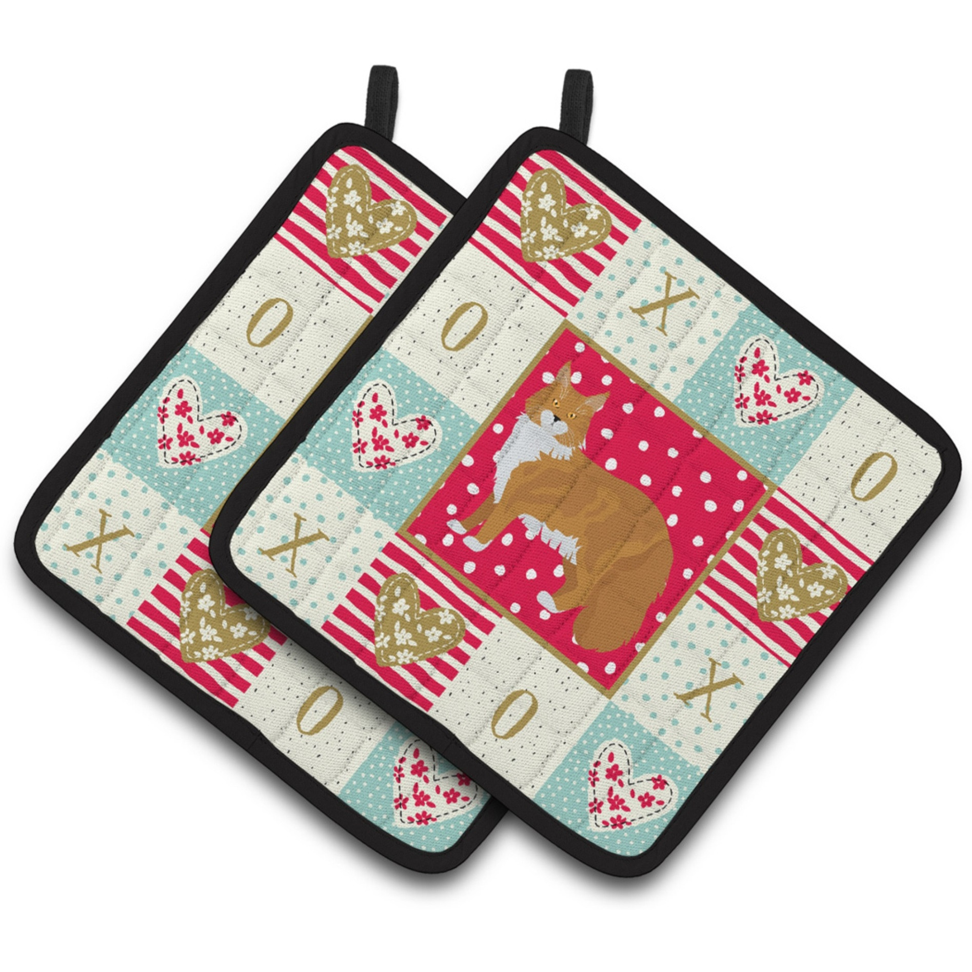 &quotCaroline's Treasures CK5642PTHD Maine Coon 1 Cat Love Pair of Pot Holders potholders, Multicolor"