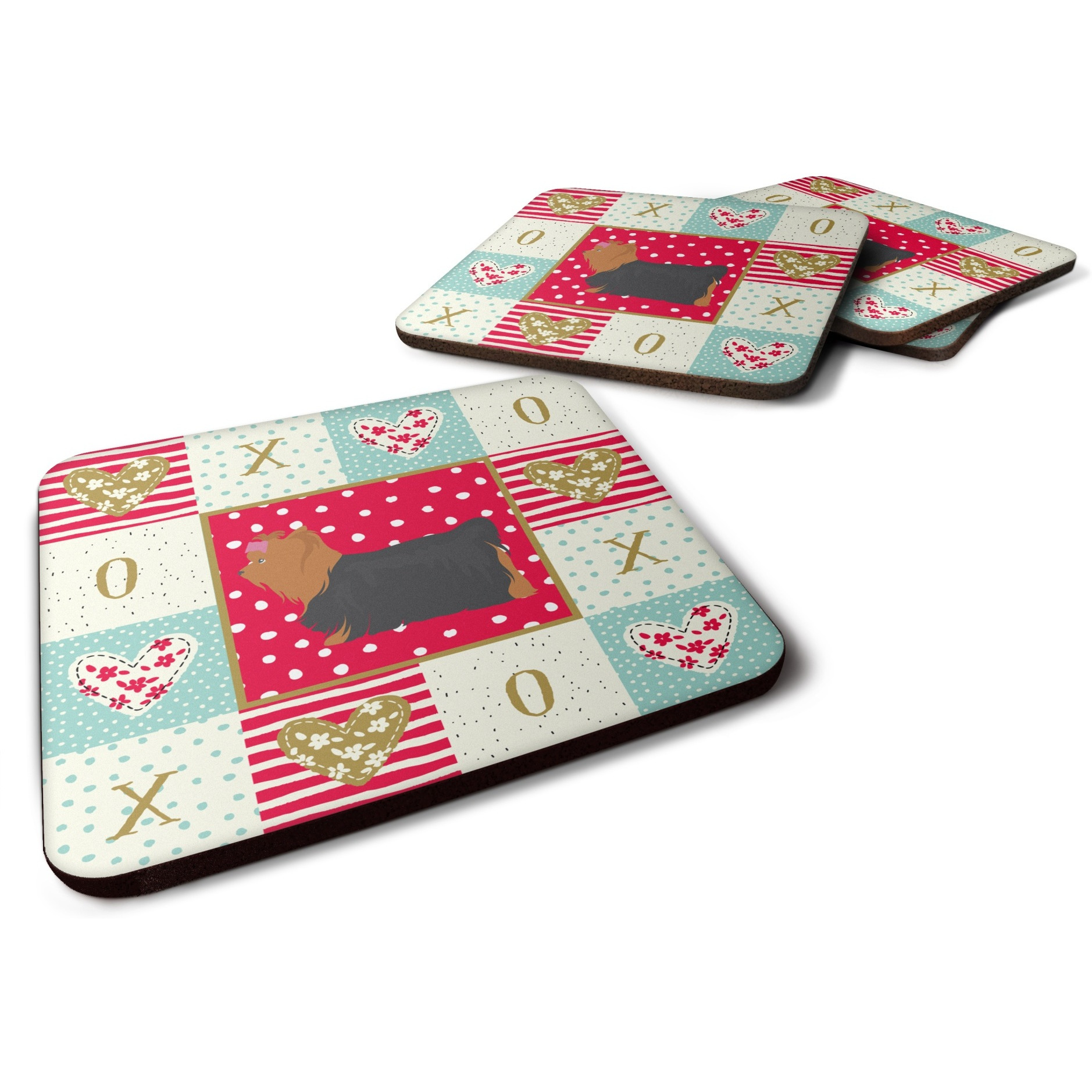 &quotCaroline's Treasures CK5900FC Yorkshire Terrier 1 Love Foam Set of 4 coasters, Multicolor"