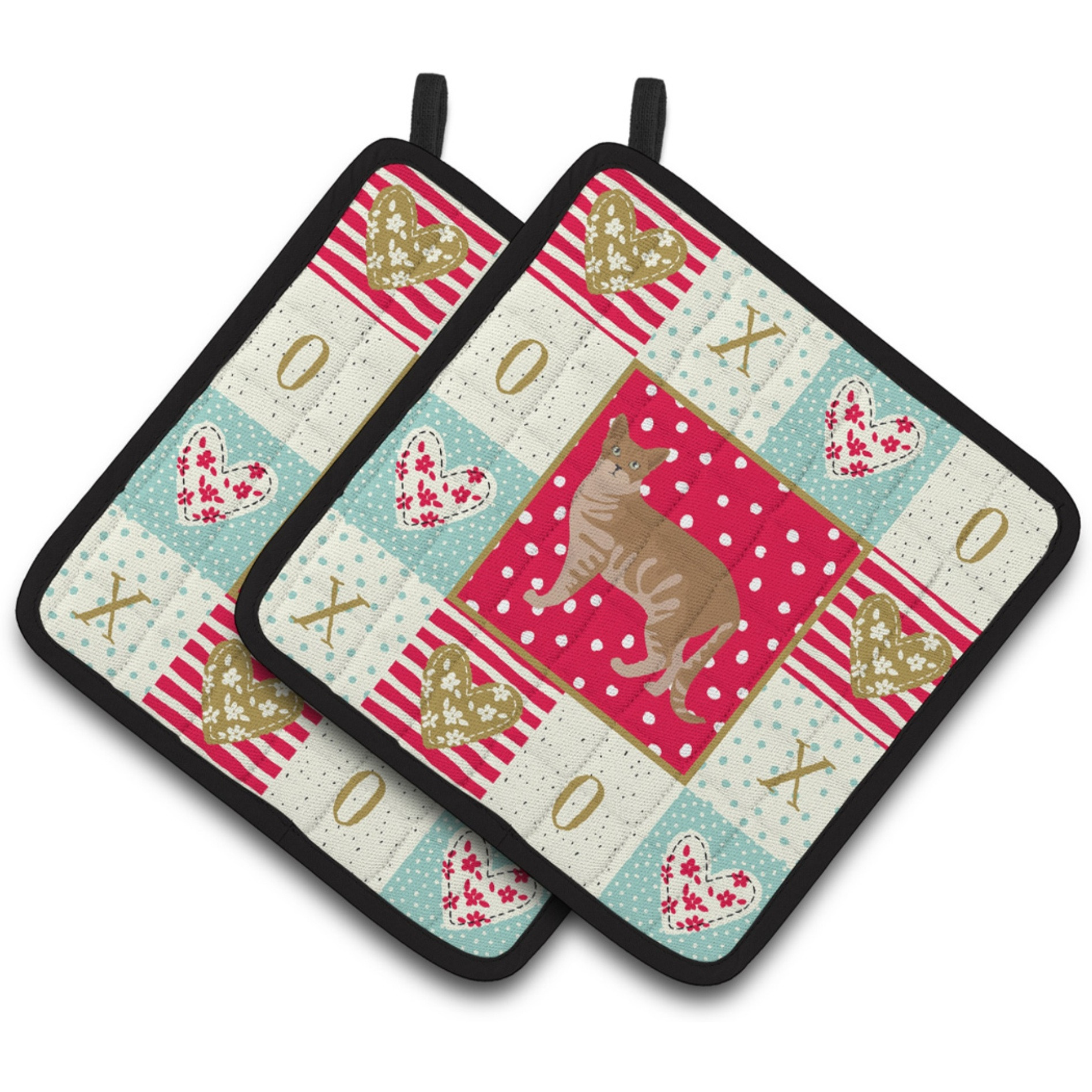 &quotCaroline's Treasures CK5556PTHD Australian Mist 1 Cat Love Pair of Pot Holders potholders, Multicolor"