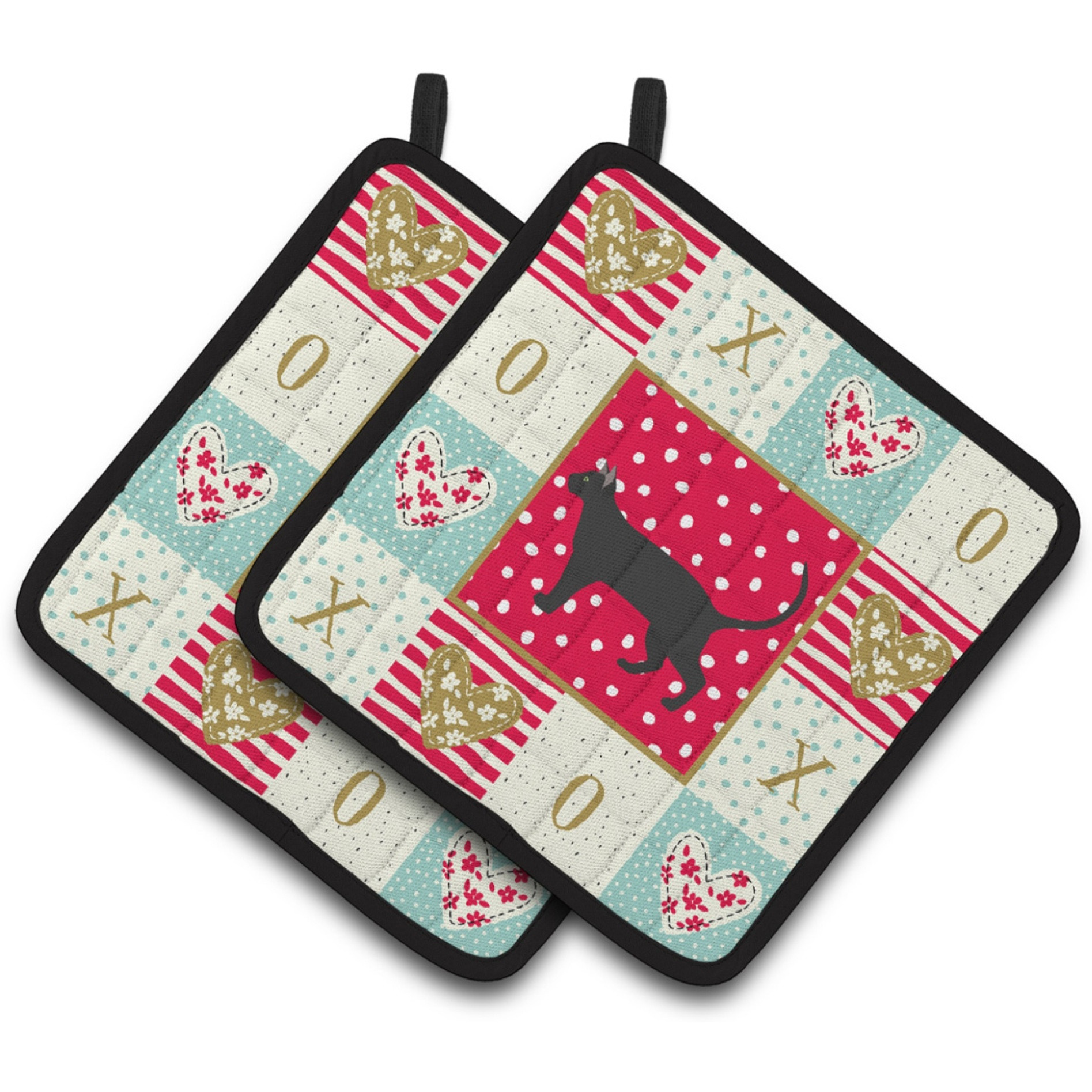 &quotCaroline's Treasures CK5671PTHD Pantherette Cat Love Pair of Pot Holders potholders, Multicolor"