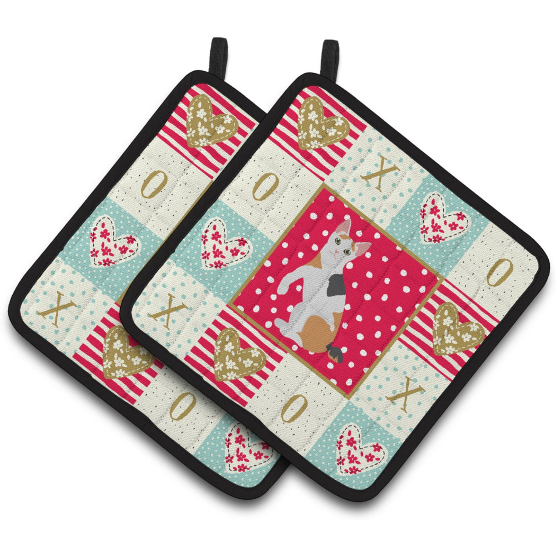 &quotCaroline's Treasures CK5765PTHD Japanese Bobtail Cat Love Pair of Pot Holders potholders, Multicolor"