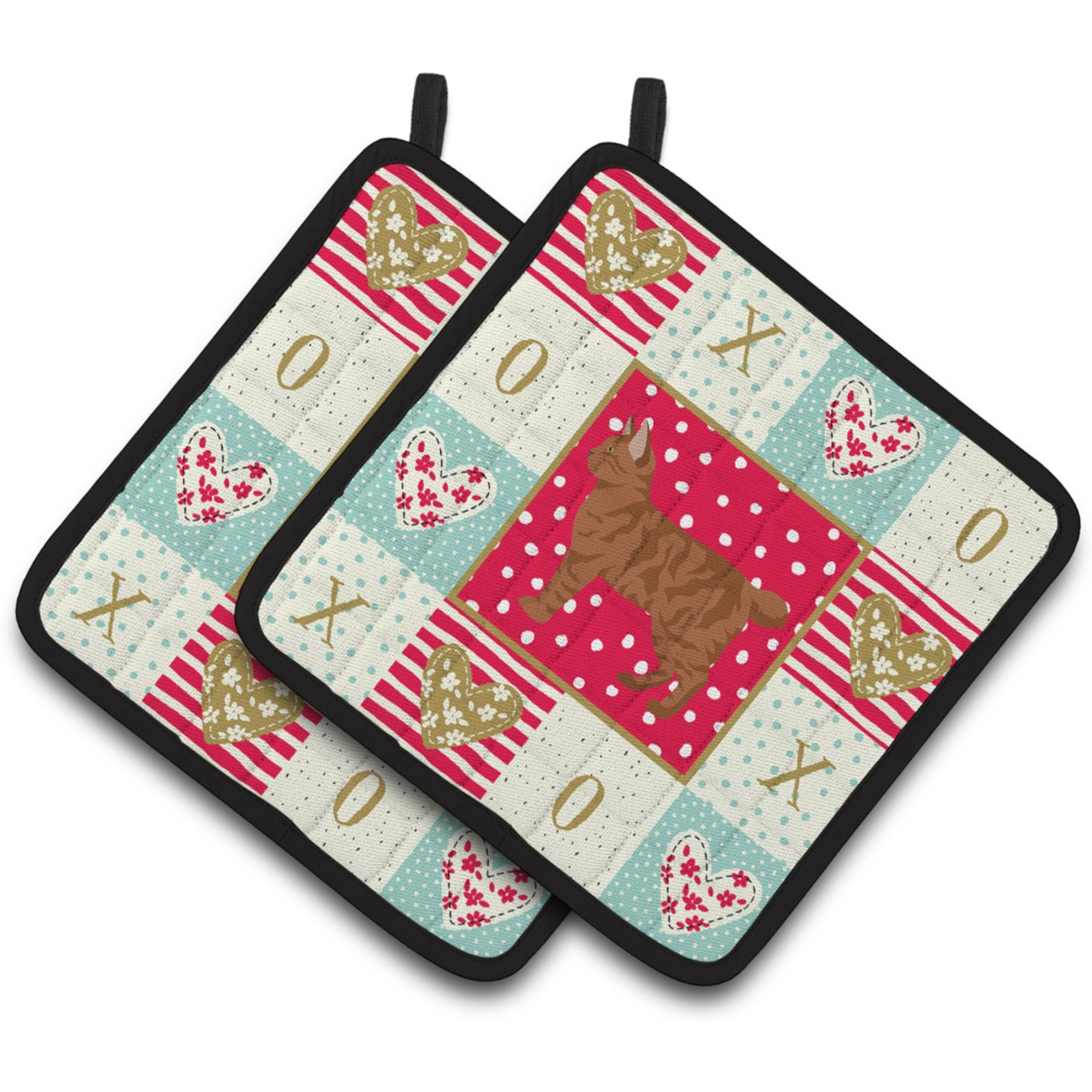&quotCaroline's Treasures CK5545PTHD American Bobtail 2 Cat Love Pair of Pot Holders potholders, Multicolor"