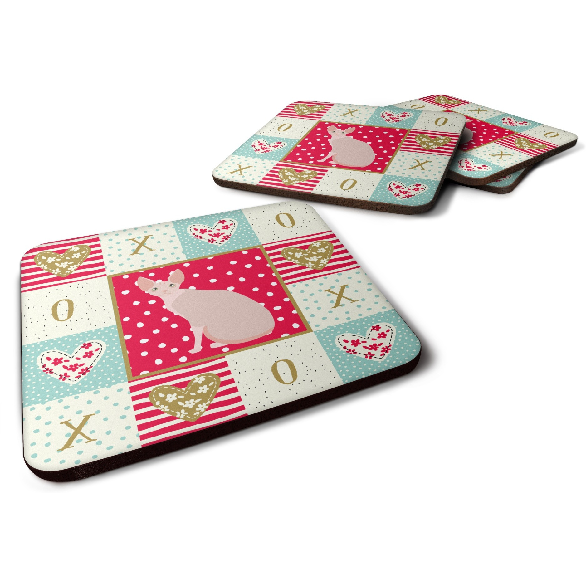 &quotCaroline's Treasures CK5795FC Sphynx 2 Cat Love Foam Set of 4 coasters, Multicolor"
