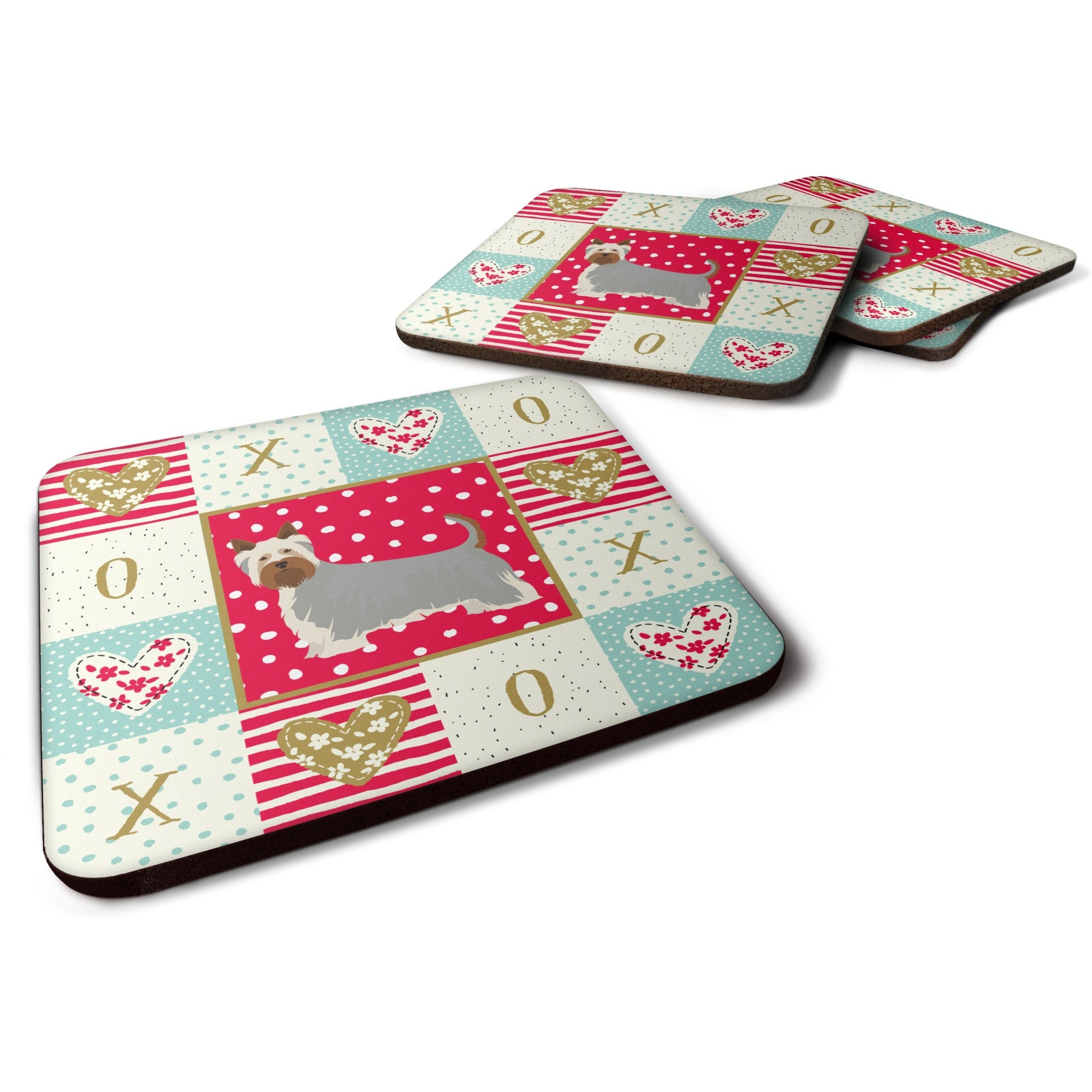&quotCaroline's Treasures CK5811FC Australian Silky Terrier 2 Love Foam Set of 4 coasters, Multicolor"