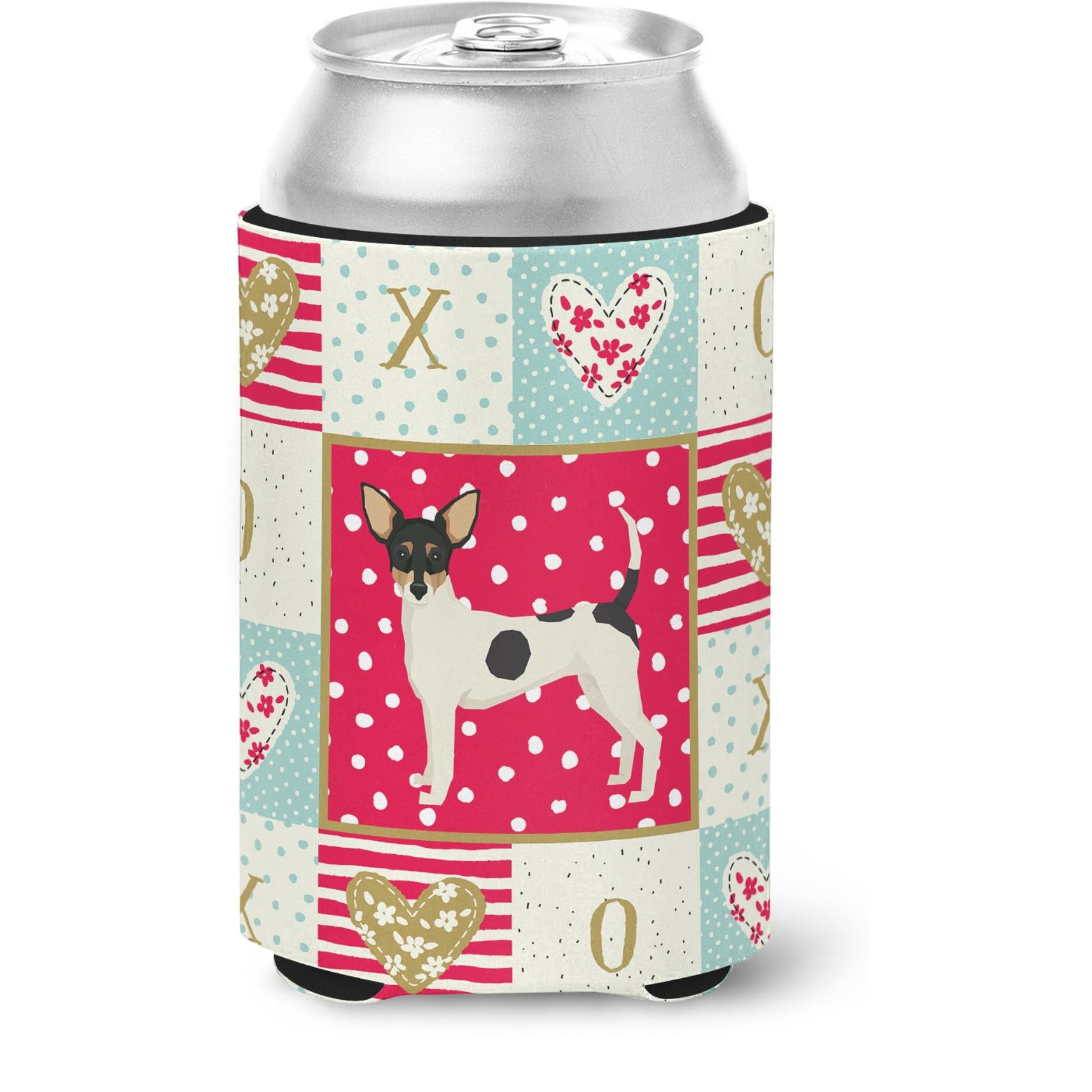 &quotCaroline's Treasures CK5957CC Toy Fox Terrier Love Can or Bottle Hugger cold-beverage-koozies, Multicolor"