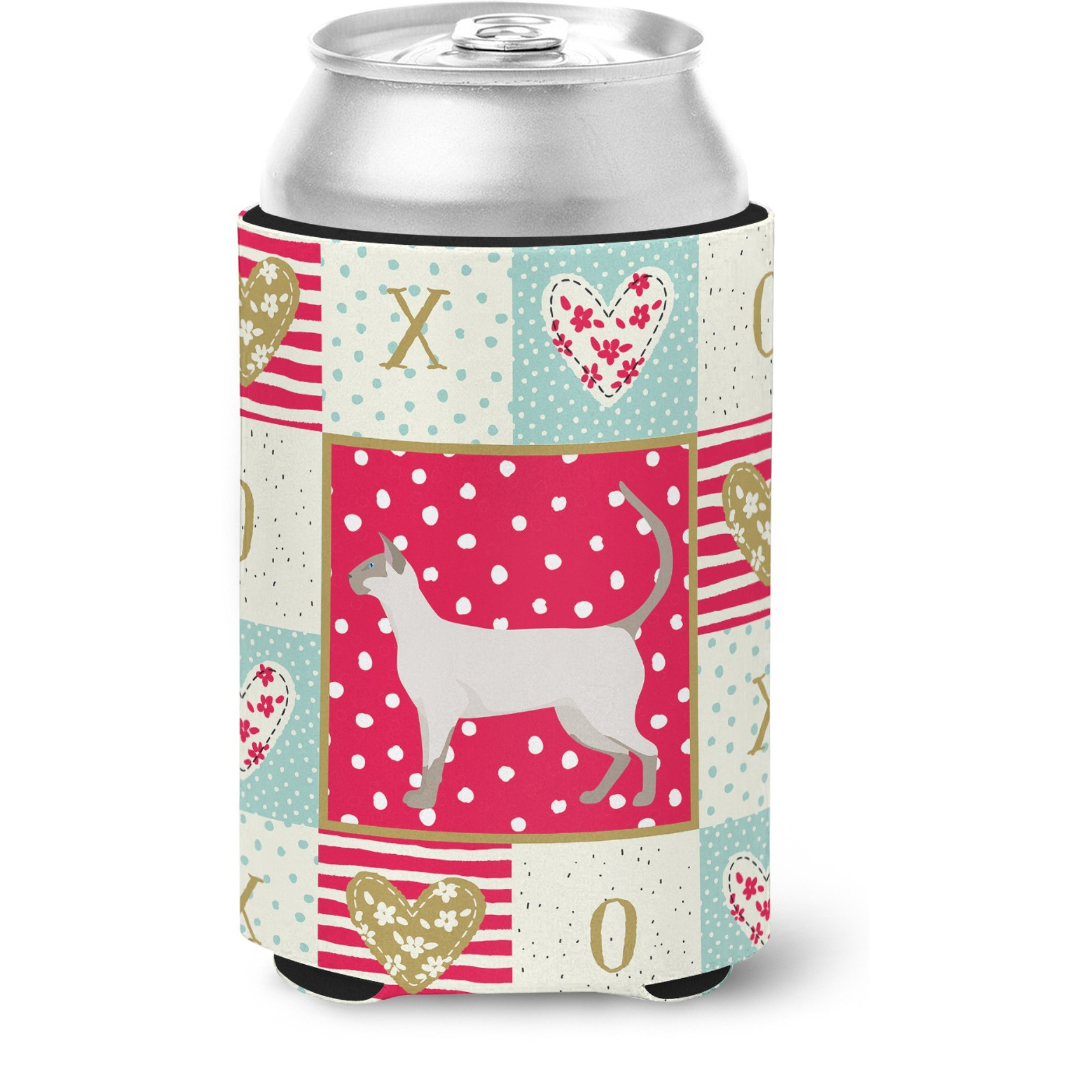 &quotCaroline's Treasures CK5704CC Siamese modern 1 Cat Love Can or Bottle Hugger cold-beverage-koozies, Multicolor"