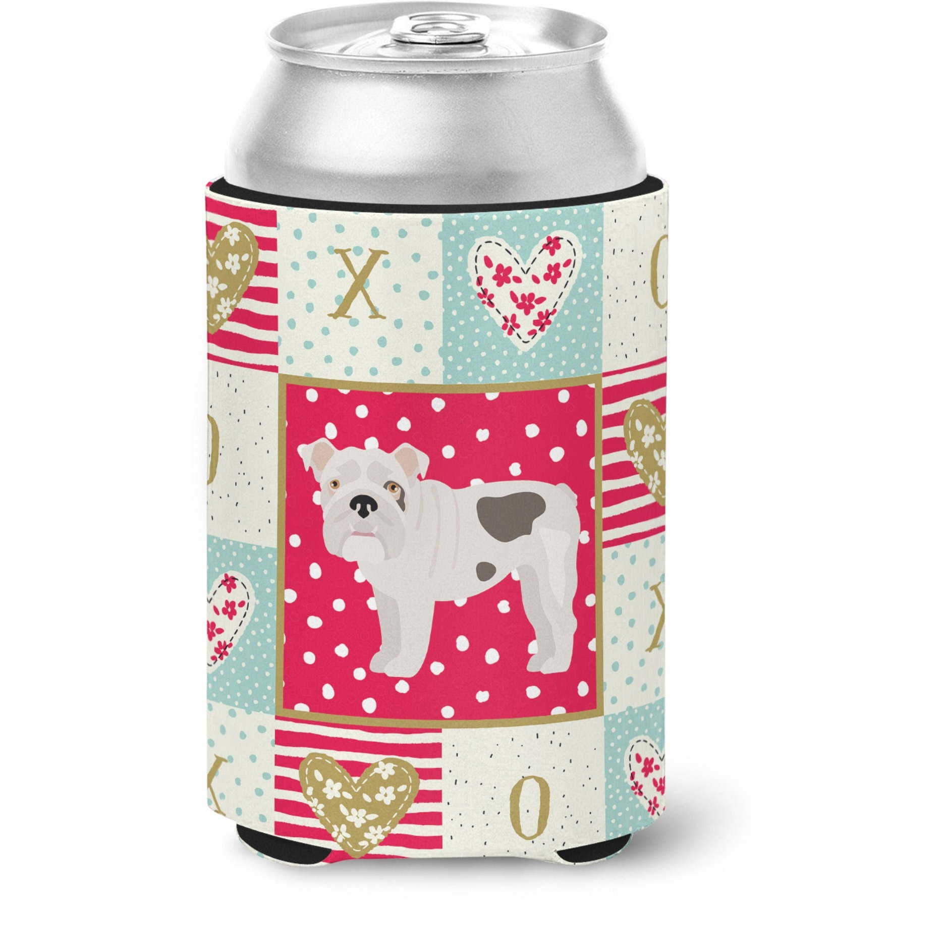&quotCaroline's Treasures CK5831CC English Bulldog 2 Love Can or Bottle Hugger cold-beverage-koozies, Multicolor"