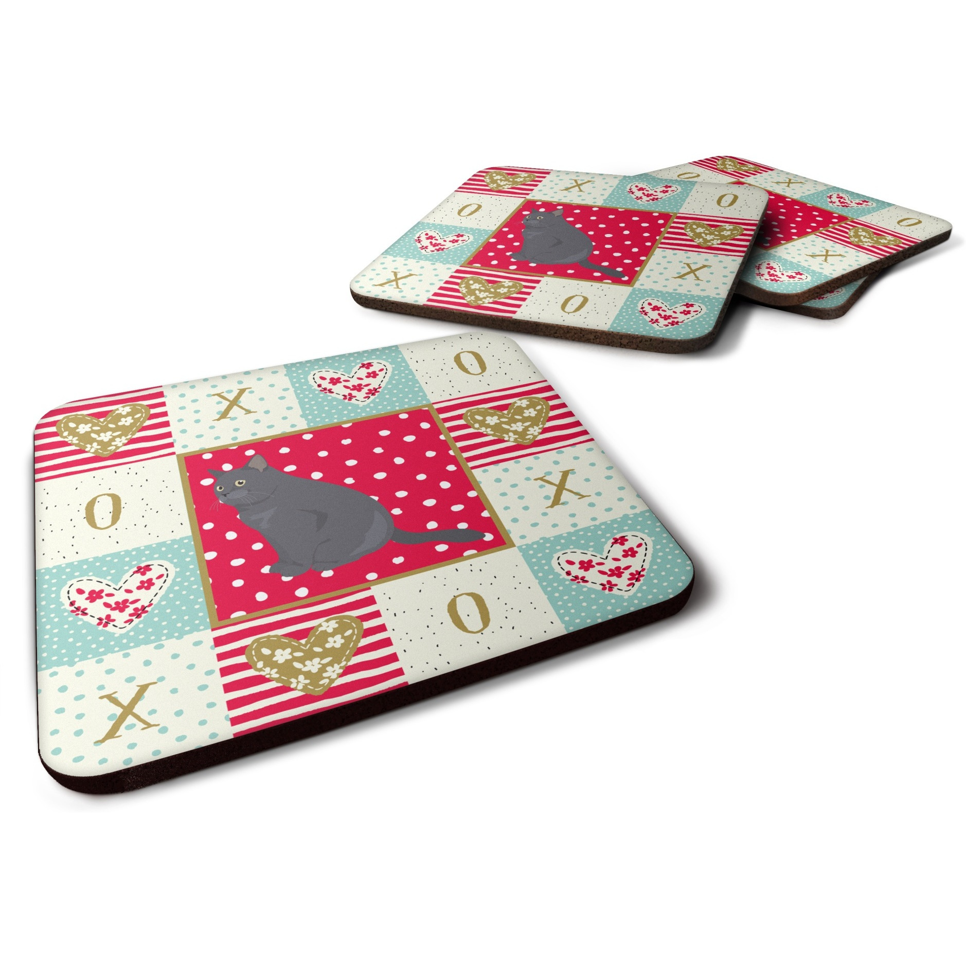&quotCaroline's Treasures CK5745FC British Shorthair Cat Love Foam Set of 4 coasters, Multicolor"
