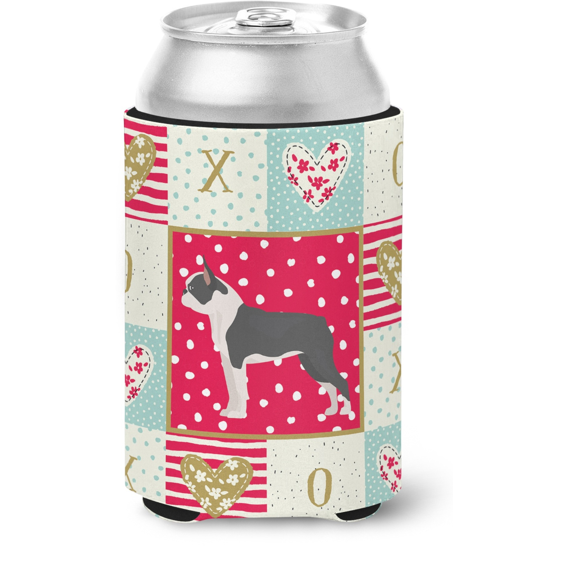 &quotCaroline's Treasures CK5816CC Boston Terrier Love Can or Bottle Hugger cold-beverage-koozies, Multicolor"
