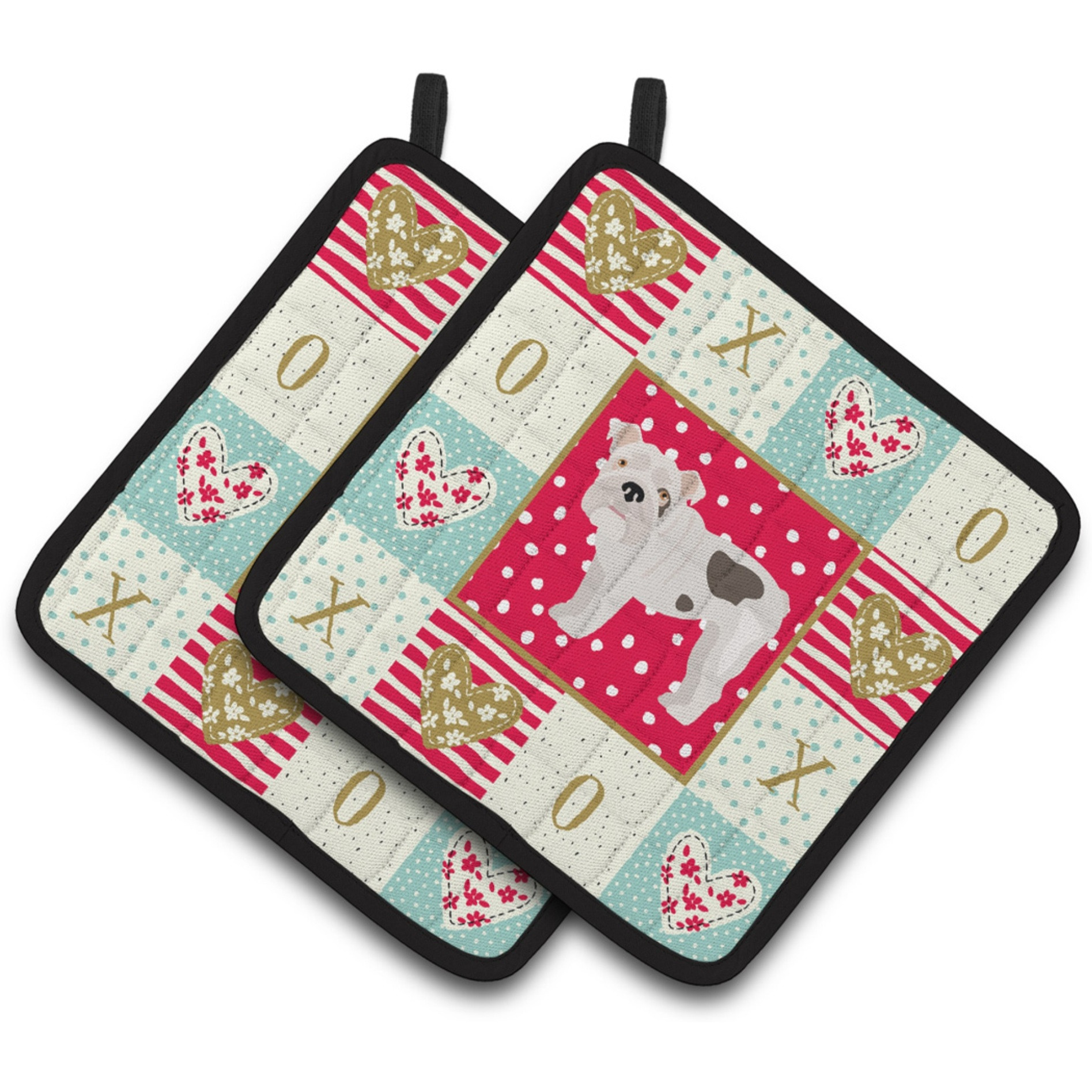 &quotCaroline's Treasures CK5831PTHD English Bulldog 2 Love Pair of Pot Holders potholders, Multicolor"
