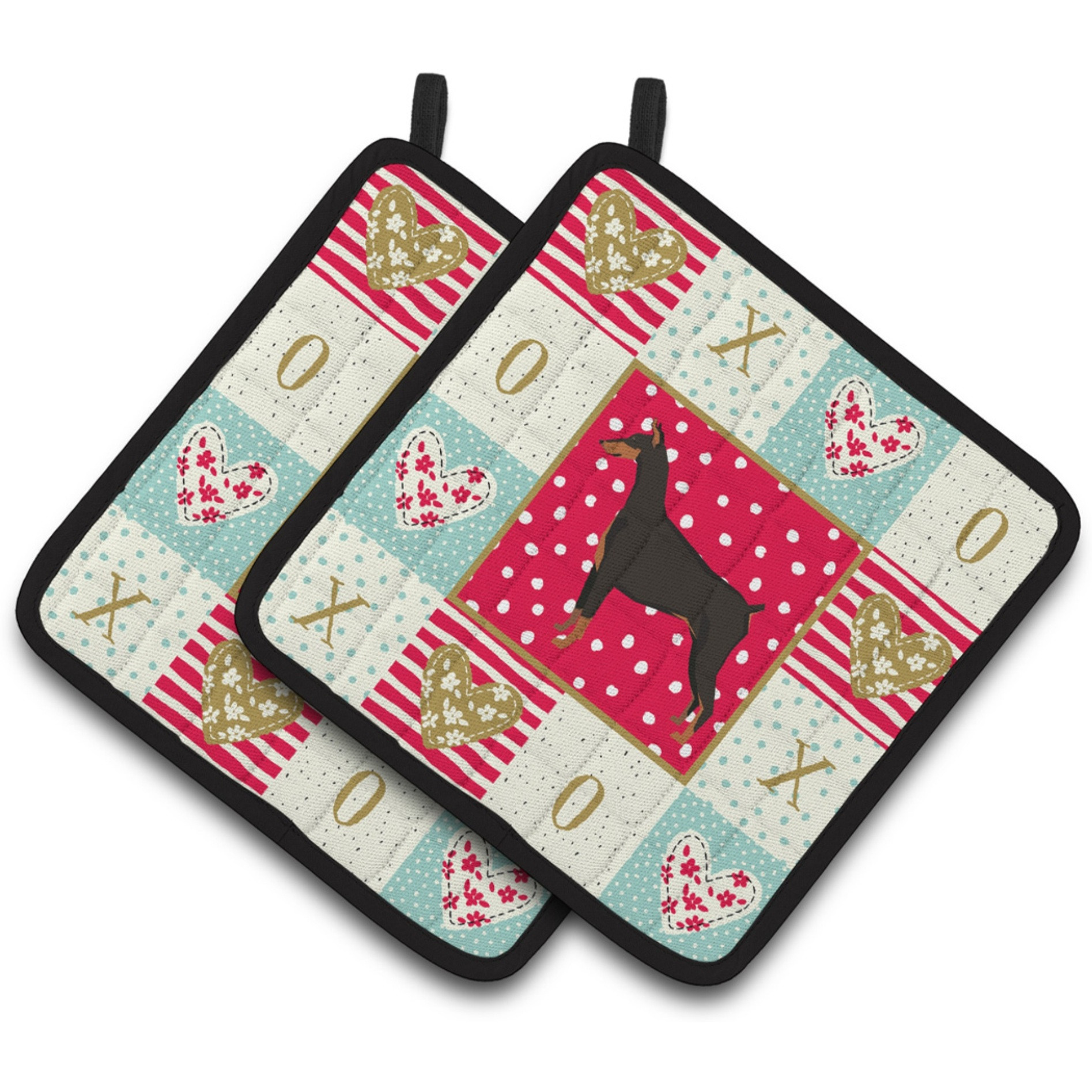 &quotCaroline's Treasures CK5925PTHD Doberman Pinscher Love Pair of Pot Holders potholders, Multicolor"