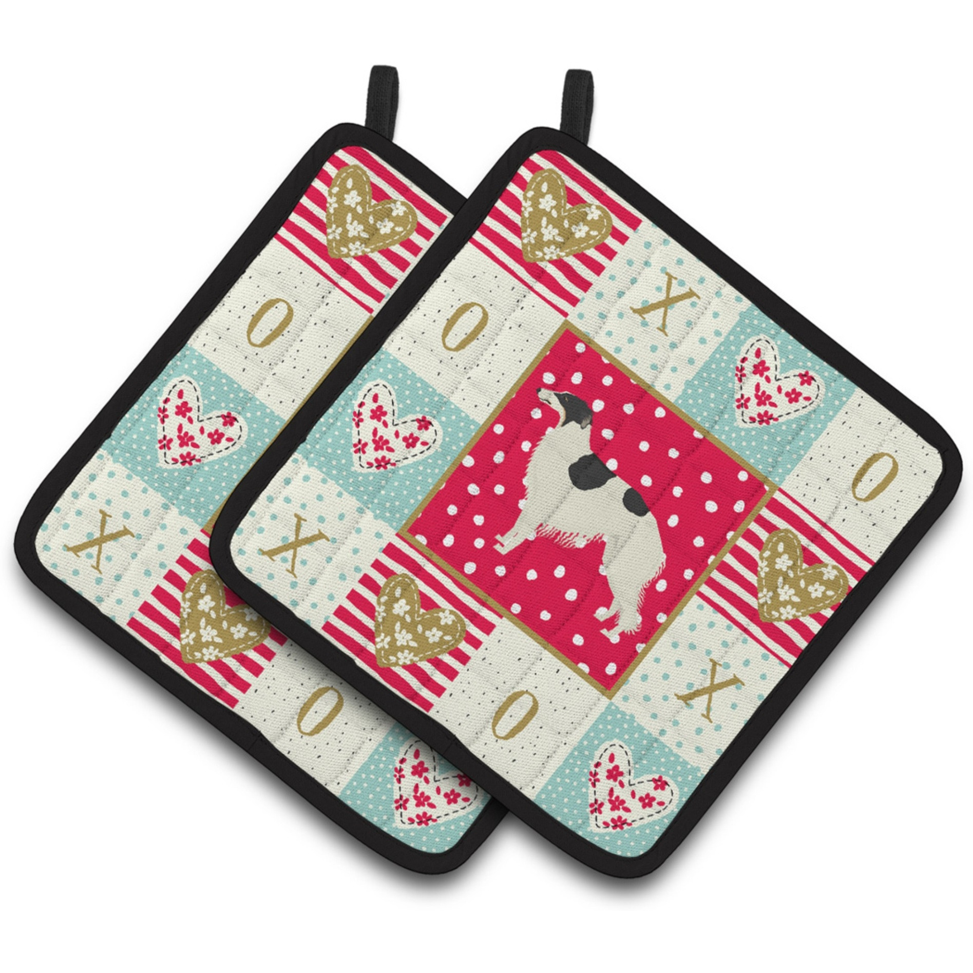 &quotCaroline's Treasures CK5914PTHD Borzoi Love Pair of Pot Holders potholders, Multicolor"