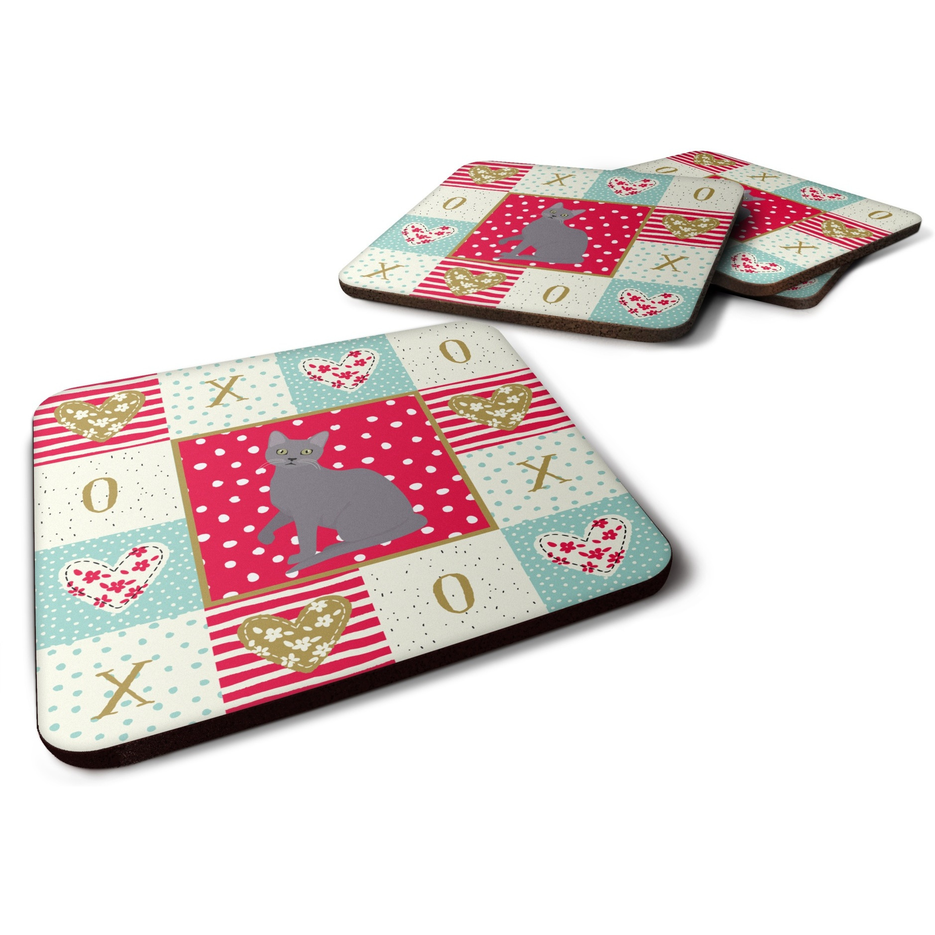 &quotCaroline's Treasures CK5767FC Korat Cat Love Foam Set of 4 coasters, Multicolor"