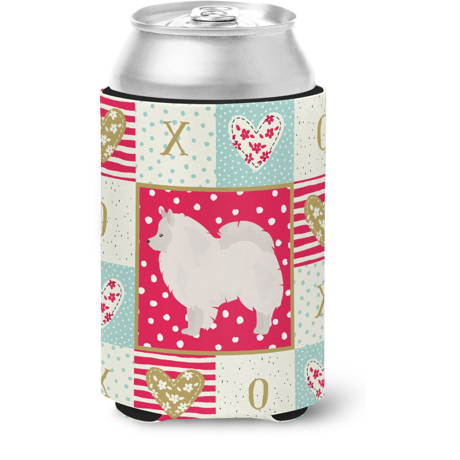 &quotCaroline's Treasures CK5837CC German Spitz 1 Love Can or Bottle Hugger cold-beverage-koozies, Multicolor"