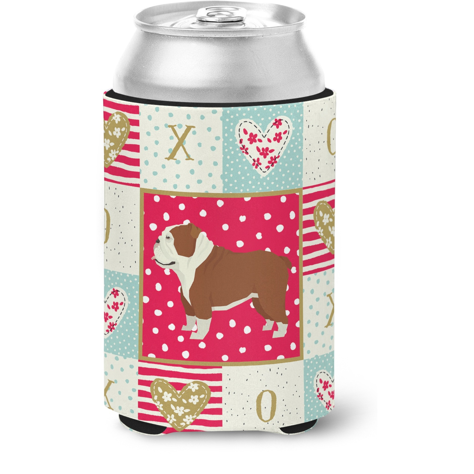 &quotCaroline's Treasures CK5926CC English Bulldog Love Can or Bottle Hugger cold-beverage-koozies, Multicolor"