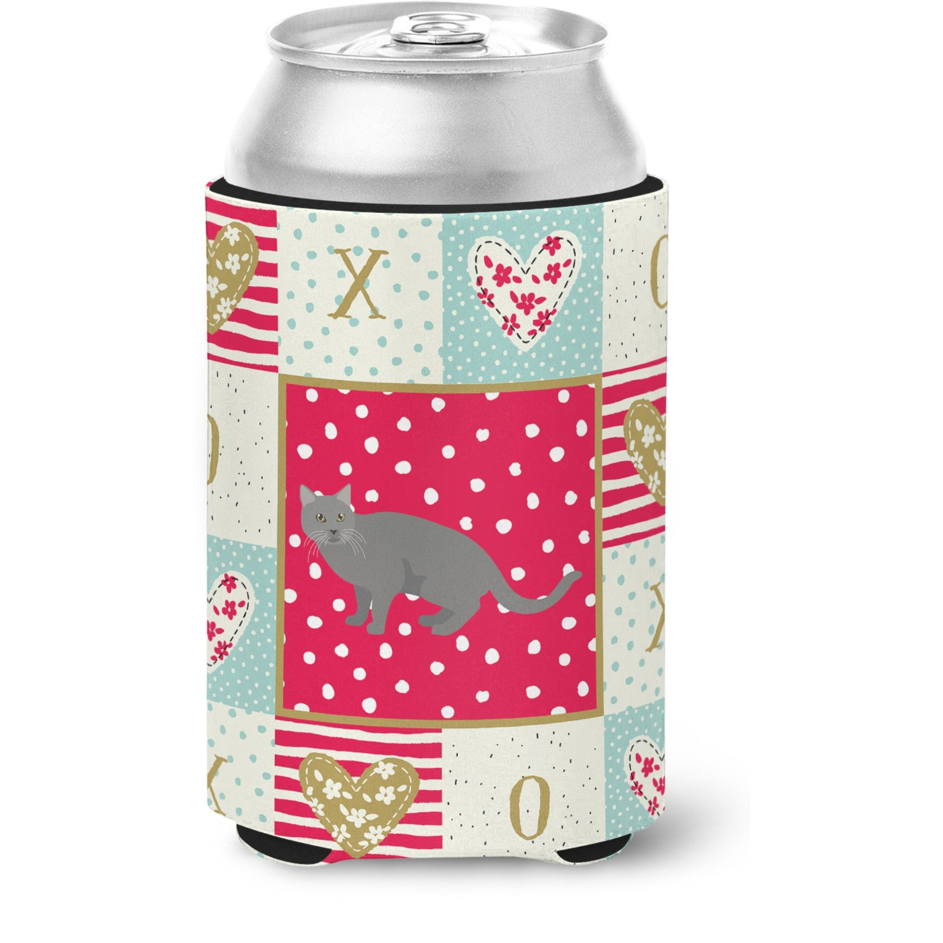 &quotCaroline's Treasures CK5576CC Chartreux 1 Cat Love Can or Bottle Hugger cold-beverage-koozies, Multicolor"