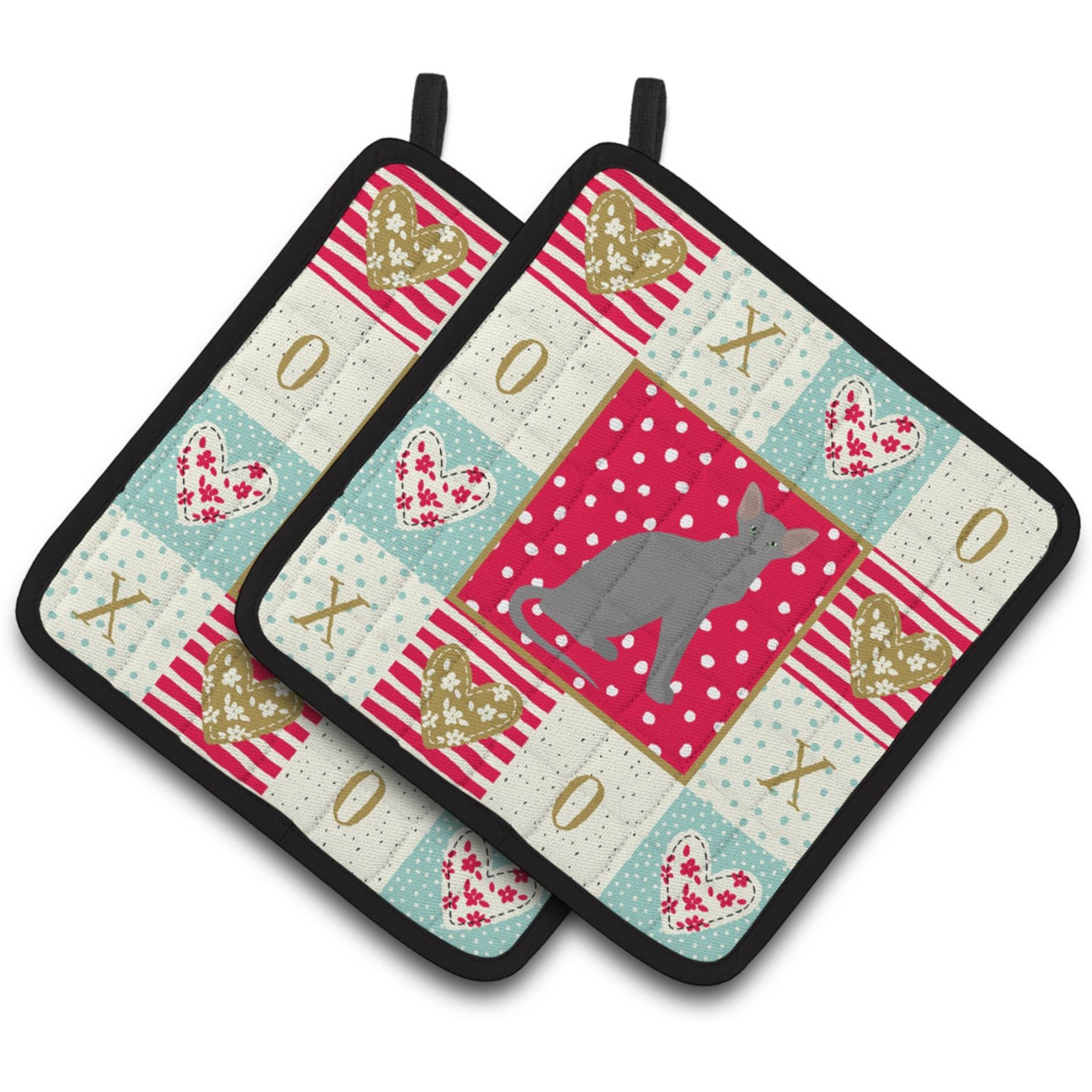 &quotCaroline's Treasures CK5777PTHD Oriental Shorthair Cat Love Pair of Pot Holders potholders, Multicolor"