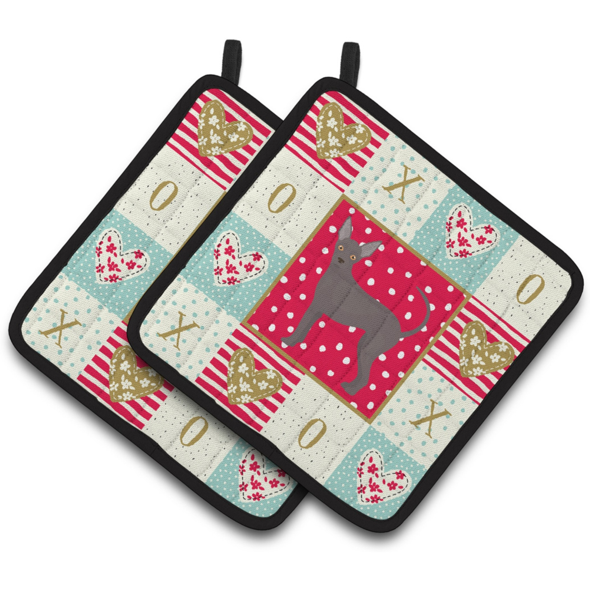 &quotCaroline's Treasures CK5805PTHD Abyssinian Sand Terrier Love Pair of Pot Holders potholders, Multicolor"