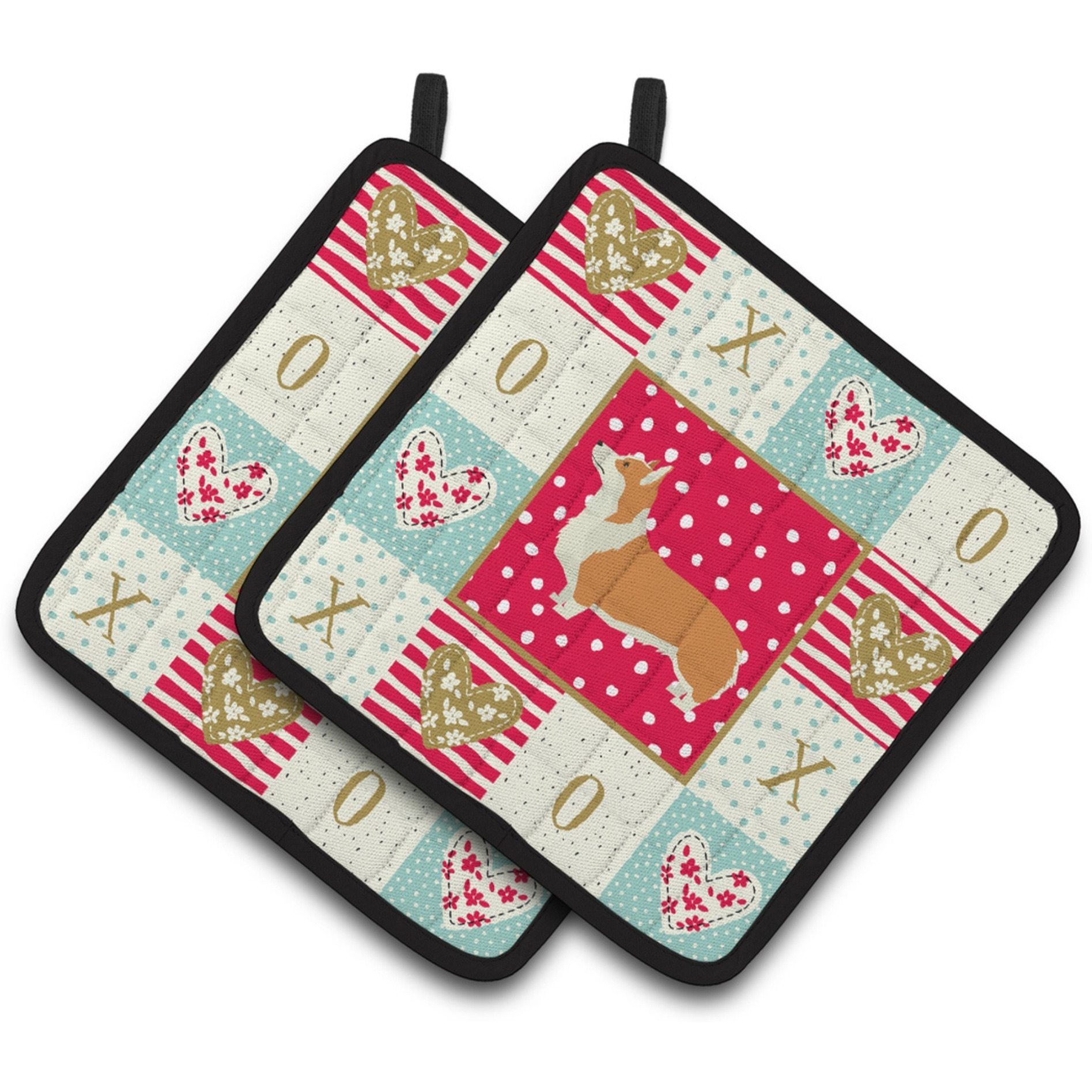 &quotCaroline's Treasures CK5944PTHD Pembroke Corgi Love Pair of Pot Holders potholders, Multicolor"